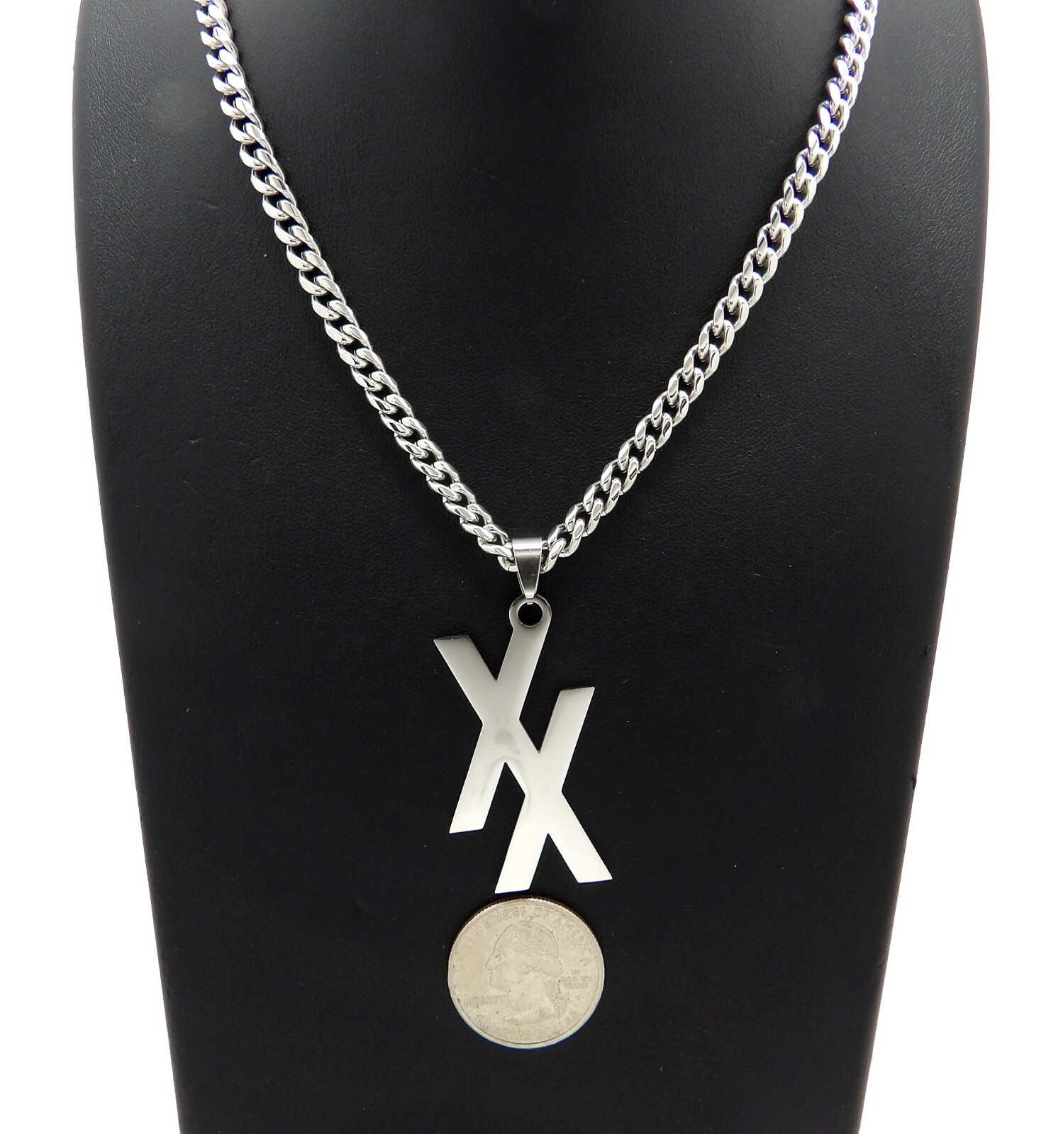 MGK XX PENDANT 18″ 20″ 24″ BOX CUBAN ROPE STAINLESS STEEL CHAIN HIP HOP NECKLACE