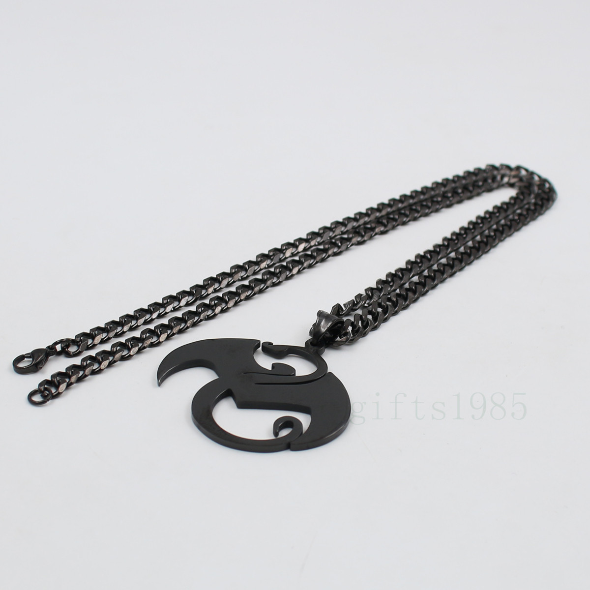 NEW Black Large strange music charm S.steel pendant TECH N9NE curb necklace 24″