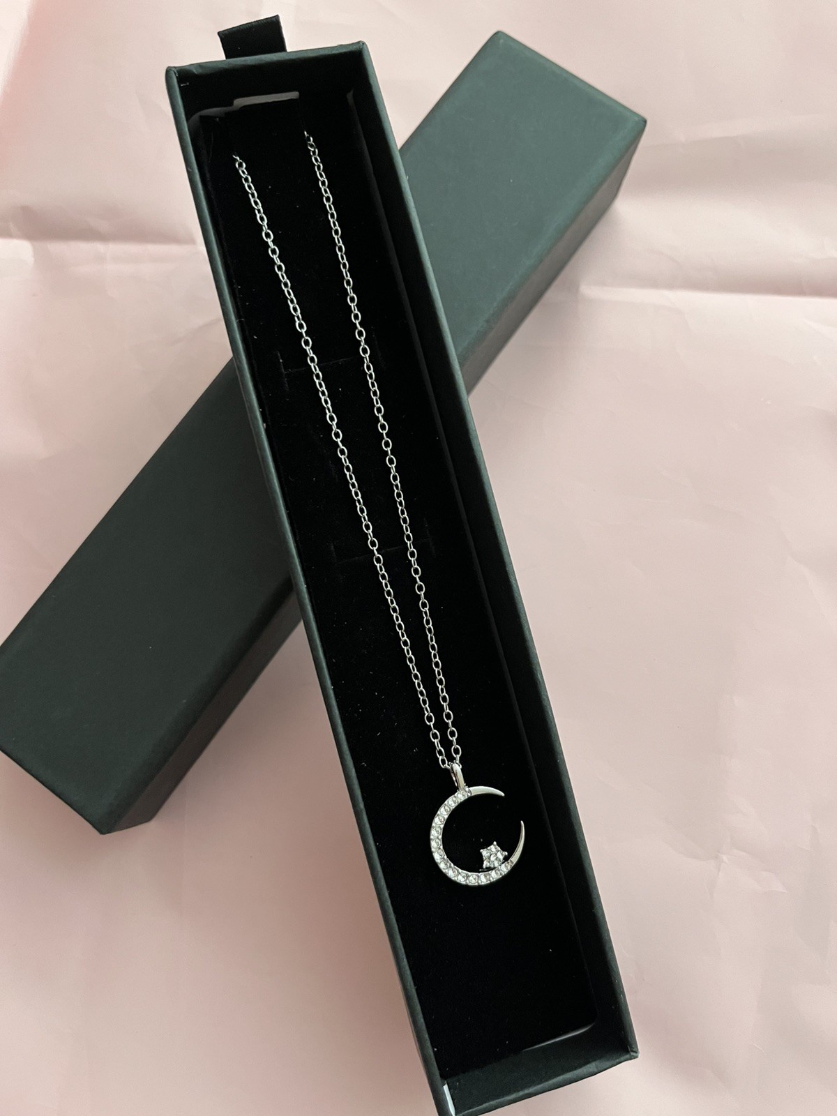 Silver Plated Necklace Length 46cm Luxury Black Jewellery Box Gift Idea New Gift