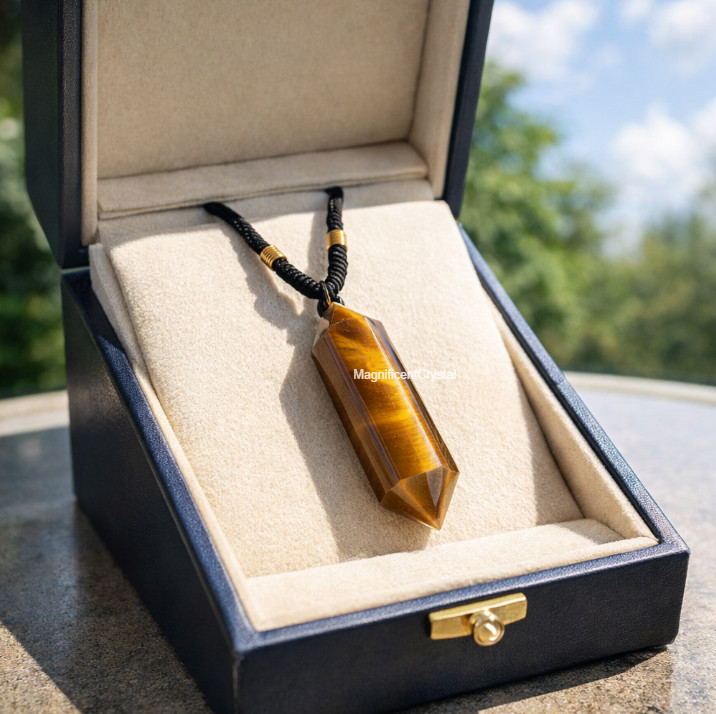 Genuine Tiger Eye Hexagon Point Pendant Spiritual Healing Amulet Reiki Necklace