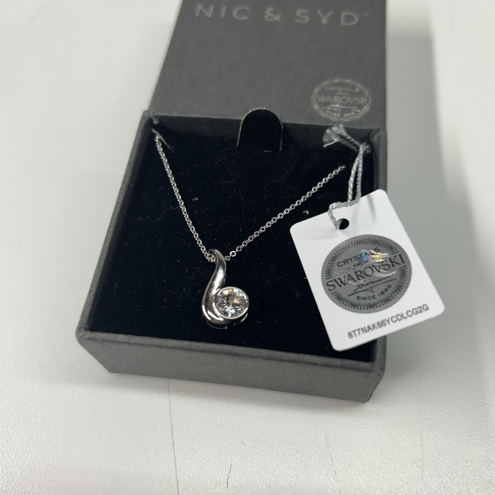 Nic & Syd Swarovski Crystal Harmony Music Note Pendant Necklace Silver Tone Box