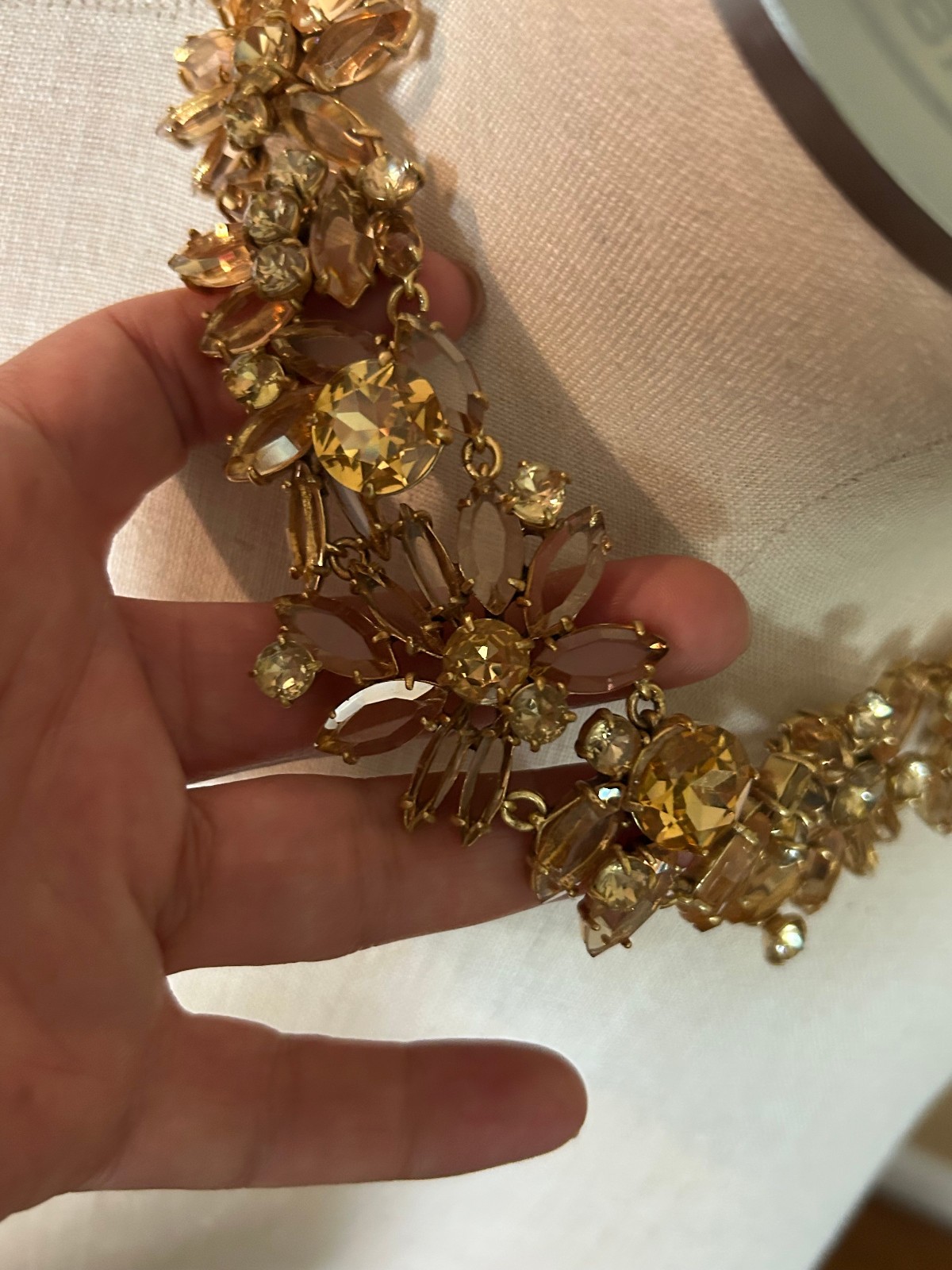 J.Crew Crystal Cluster Citrine Statement Necklace Gold Plated