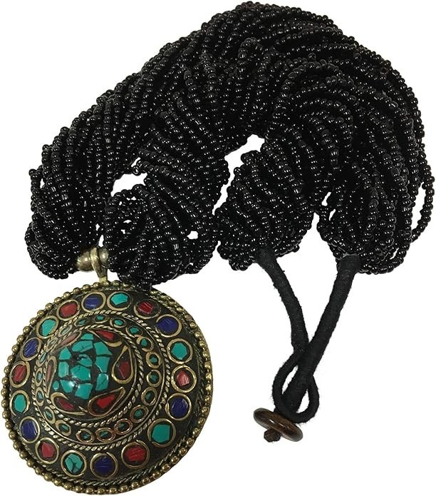 Vintage Tibetan Turquoise Lapis Coral Nepal Boho Multi-Strand Handmade Necklace