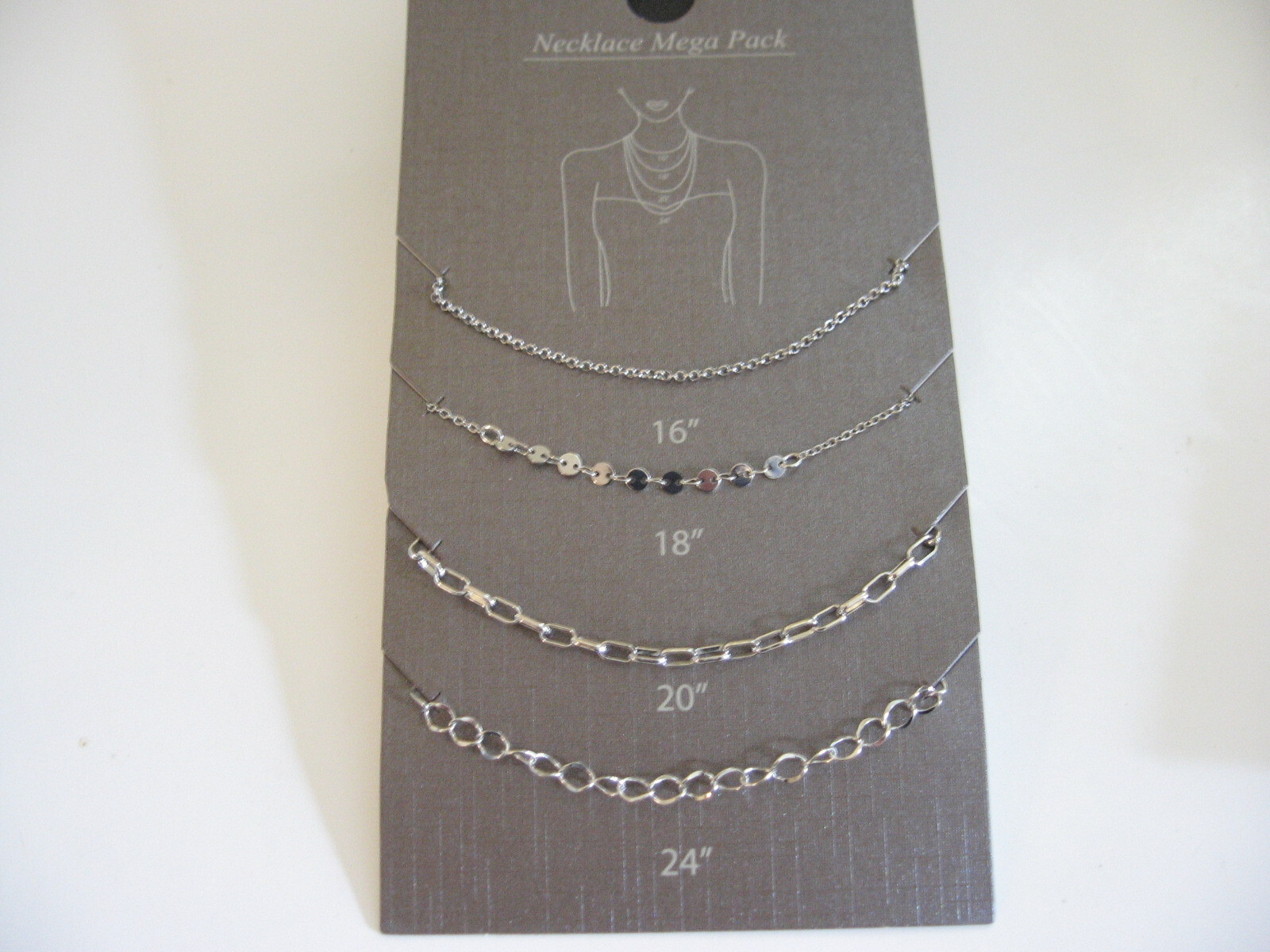 2 Mega Pack Chain Necklaces 16/18/20/24″ Lengths Silver Gold Assorted Styles NWT