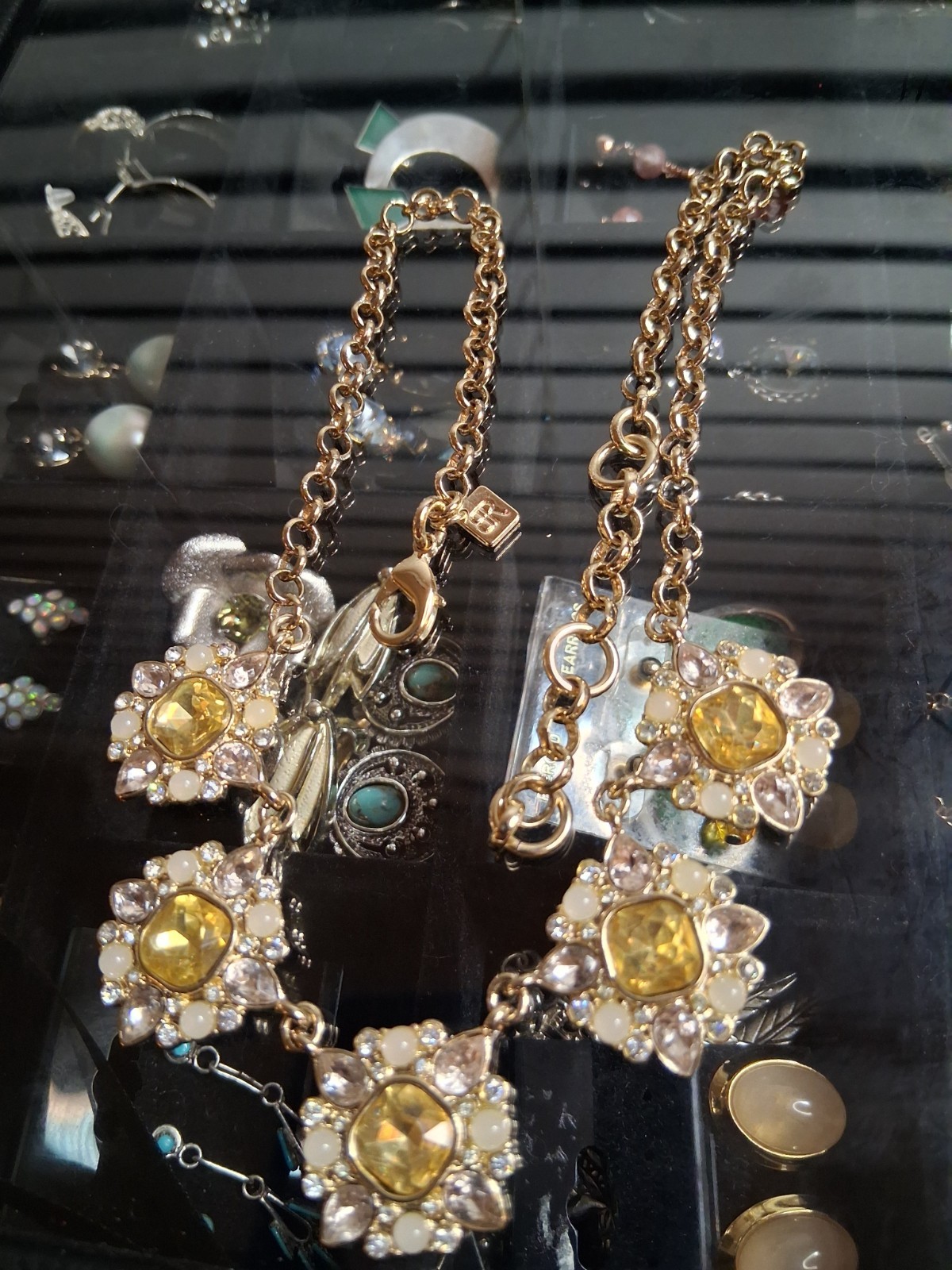 LOT OF 3 BUBBLE TYPE BIB NECKLACE BY DESIGNER CC, BR, AND JC