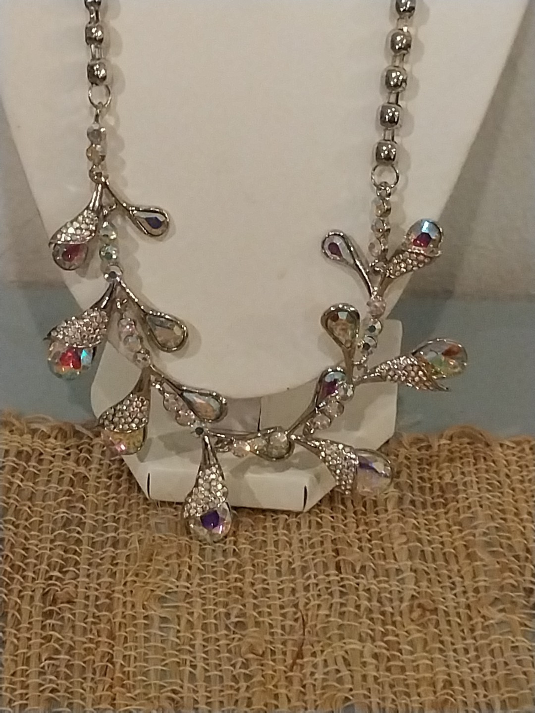GORGAURORA BOREALIS Color Glass, Multi Color Austrian Crystal Necklace (20-22″)