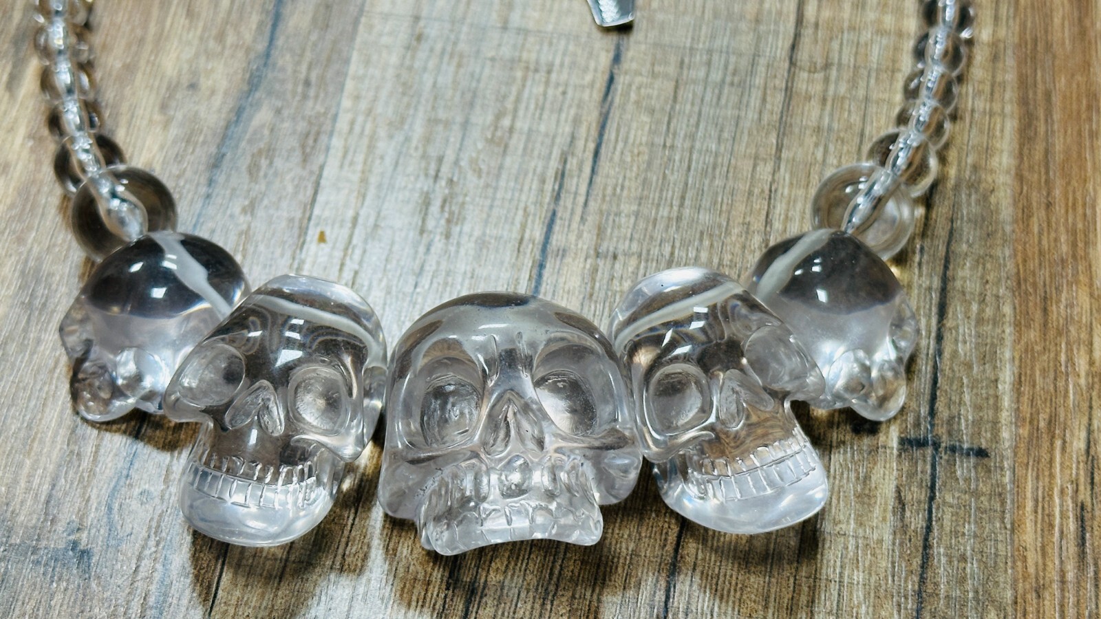 Clear Skull Necklace Crystal kreepsville 666 Skull Collection Necklace Black