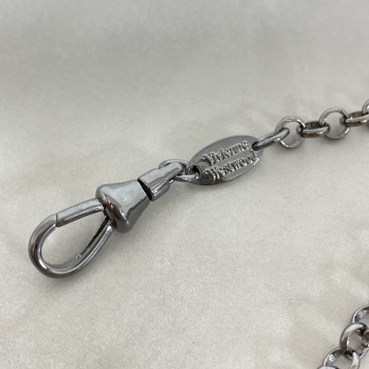 Vivienne Westwood Bracelet Petite Orb 17cm Gunmetal Clear w/Pouch NO BOX