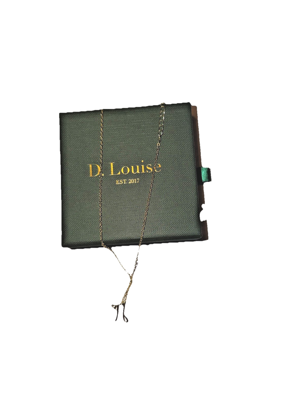 D. Louise Gold Tone initial “H” Cable Chain Necklace 16 in Adj. Lobster clasp