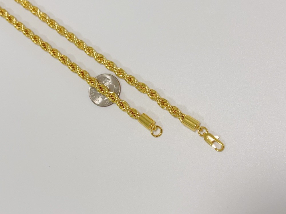REAL 18K Yellow Gold Twisted Singapore Sparkle Chain Necklace 5mm 60cm