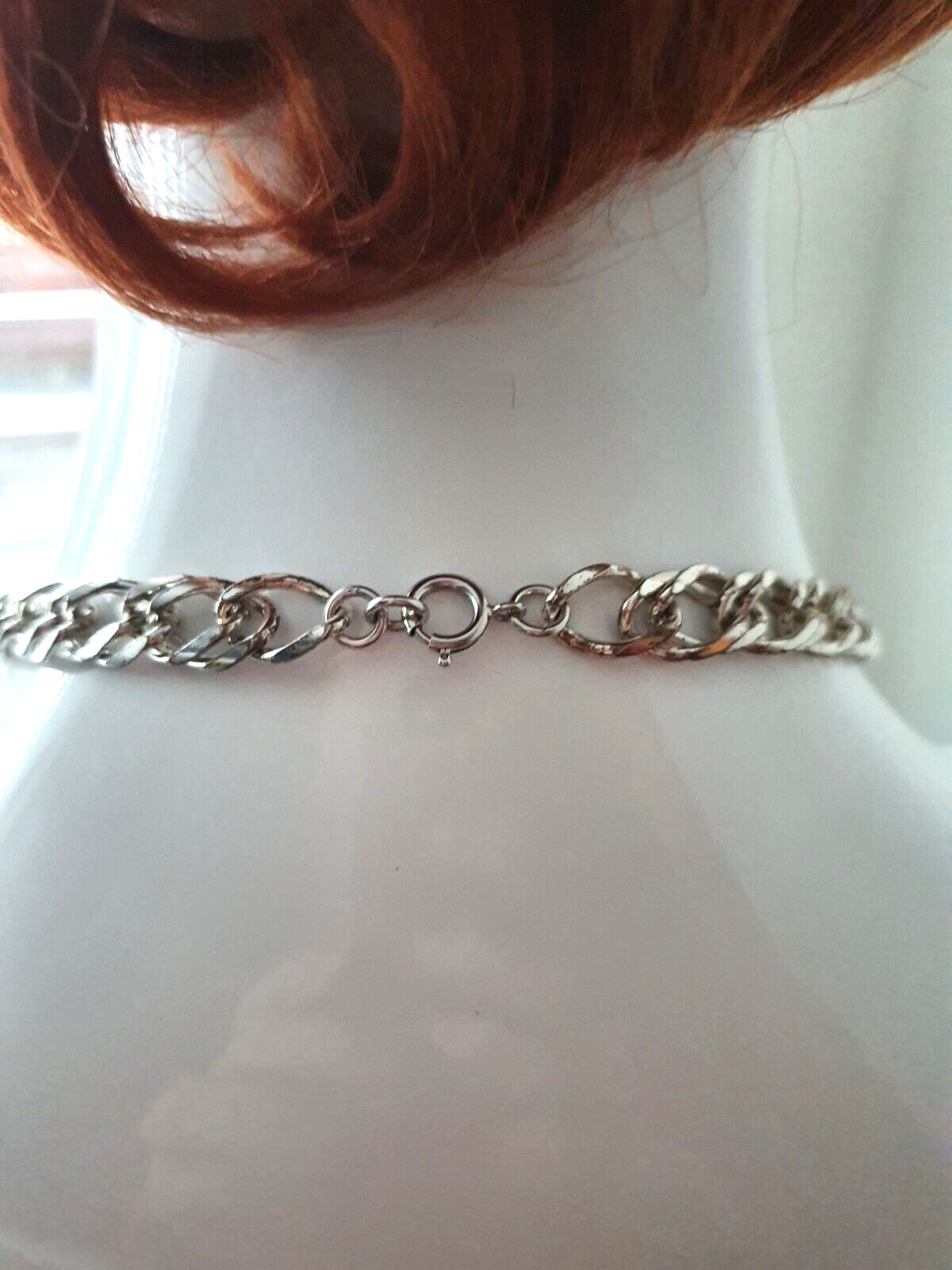 Vintage Heavy Sliver Tone 10mm Wide Flat Curb Link Chain Necklace CBM3-2495