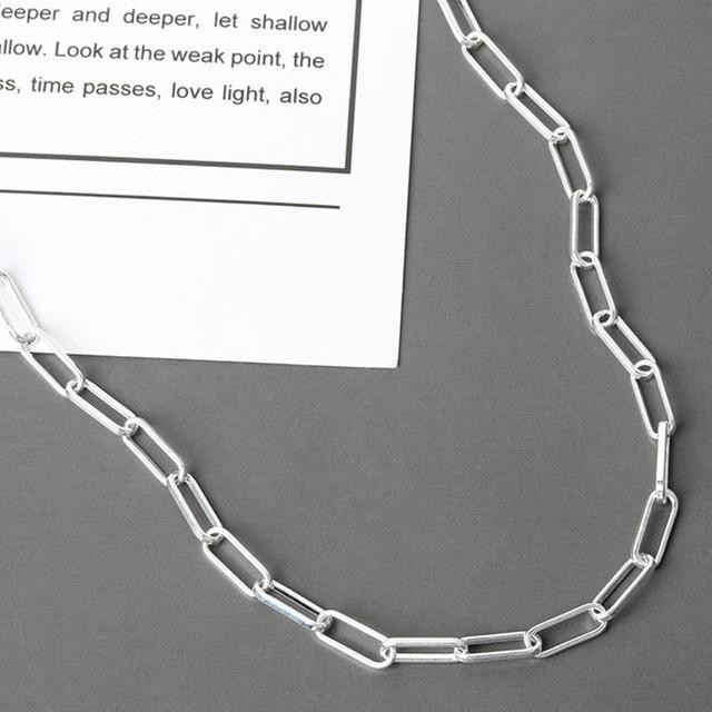 New Solid 925 Sterling Silver Italian Paperclip Rolo Chain Necklace Stamp