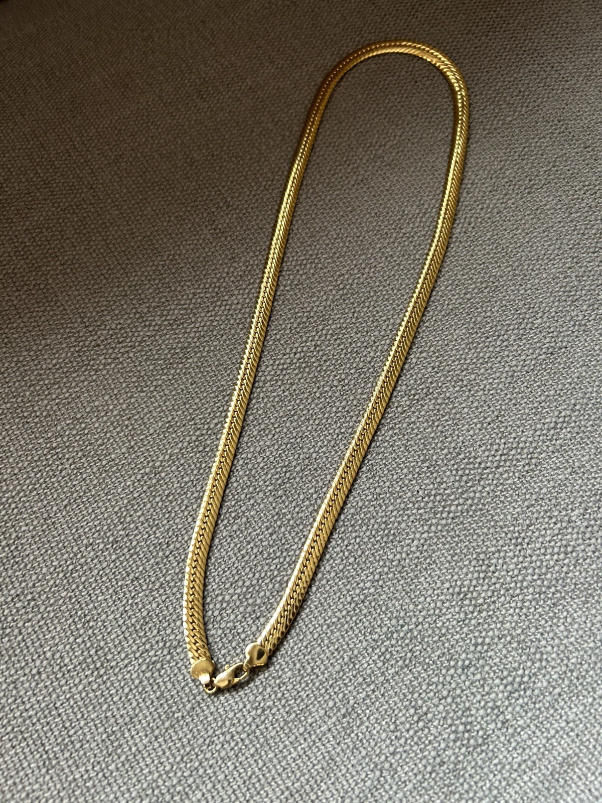 Vintage 24” Herringbone Chain Necklace Gold Tone Wide 6 mm Unisex