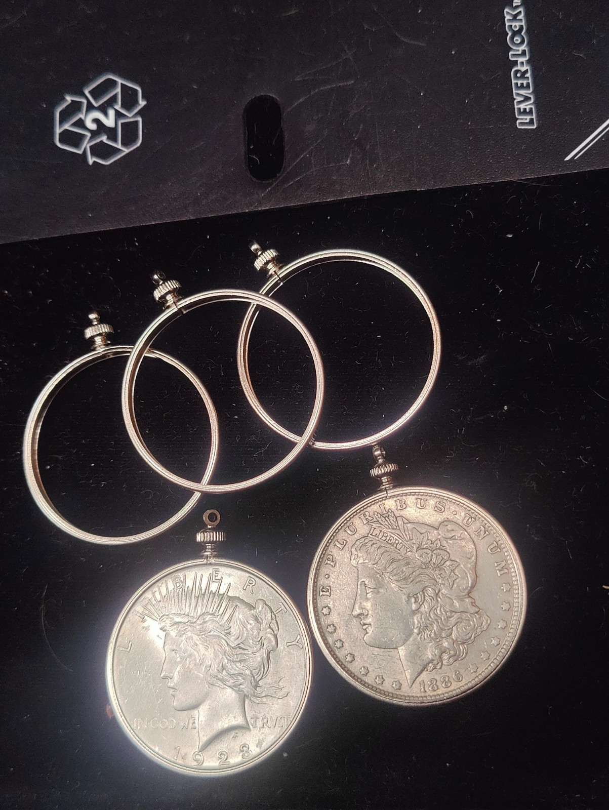 5pcs NicklePlated Morgan Dollar Coin Holder Pendant Style Necklace