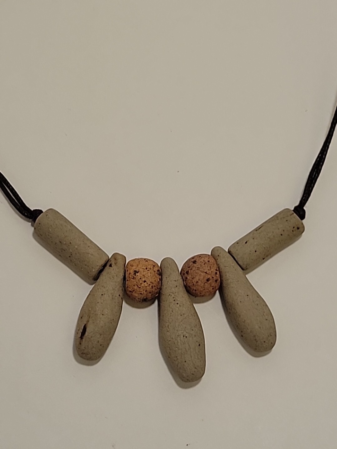 Tarma Designs Margarita Zalvidar Native Pebble Gray Stone Necklace Handmade