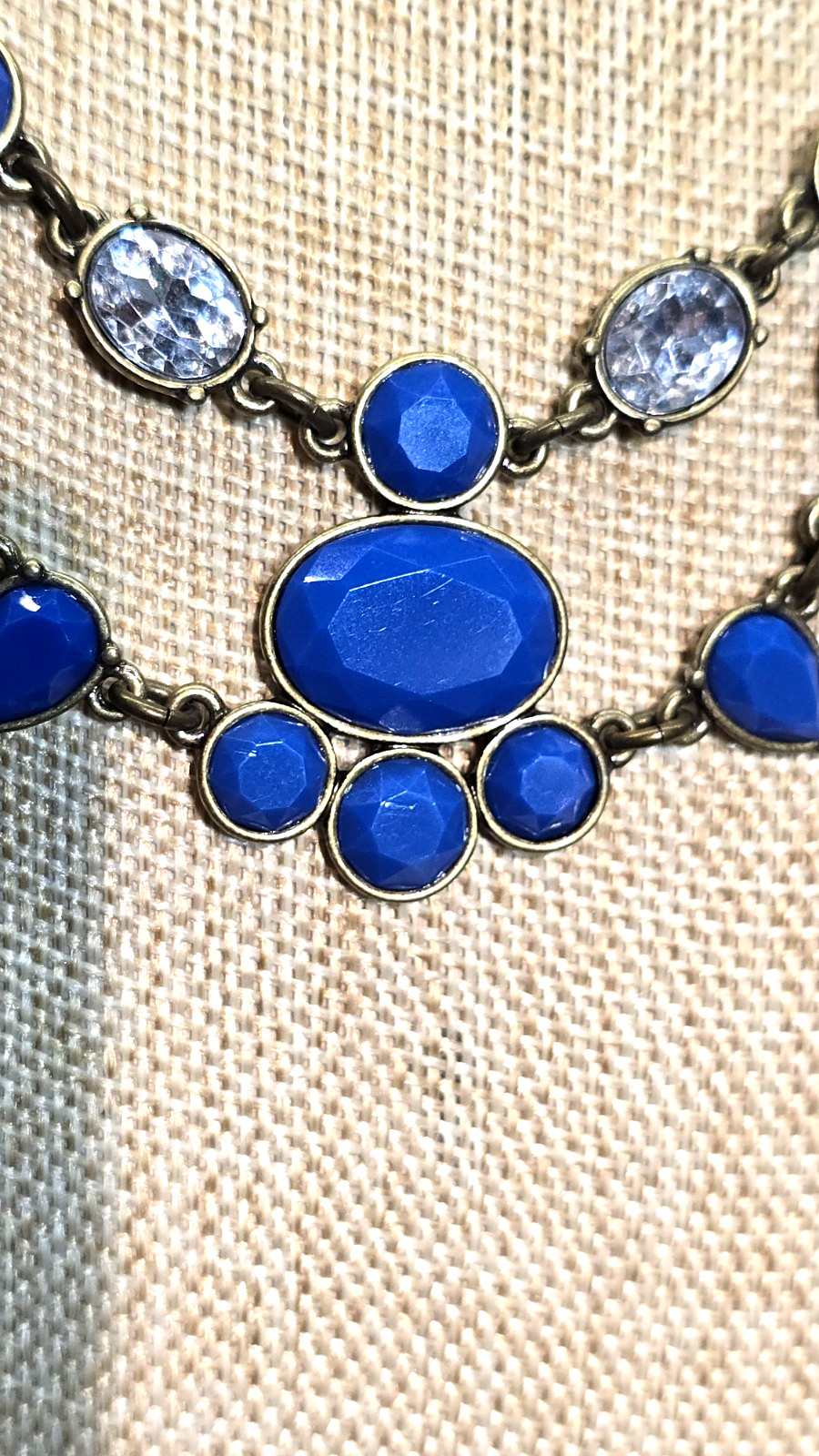 J Crew Necklace Statement Bib Faceted Blue Acrylic