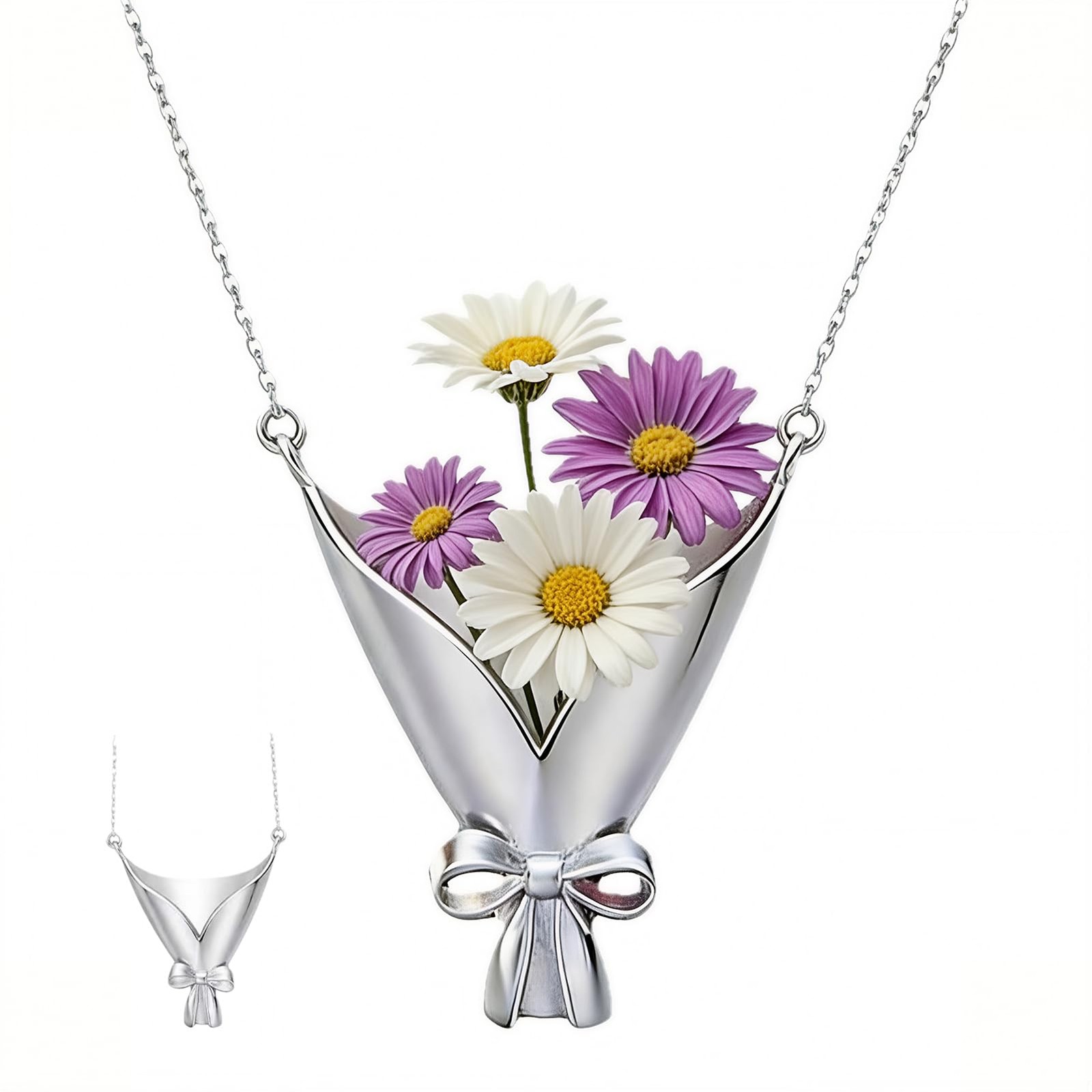 Diy flower bouquet necklace,Wearable flowers necklaces,Vase chain for insert …