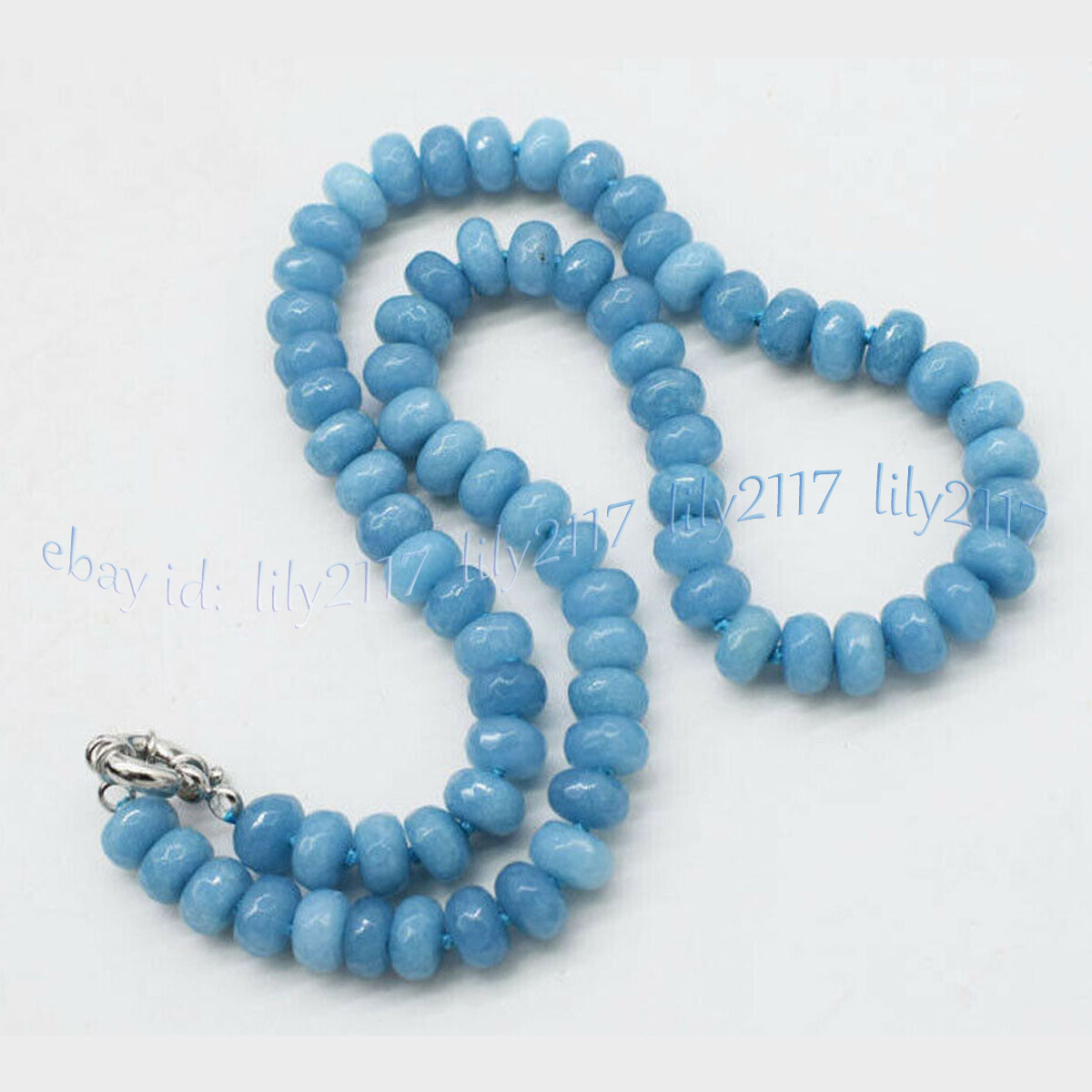 5x8mm Faceted Blue Aquamarine Natural Gemstone Rondelle Beads Necklace 14-48”
