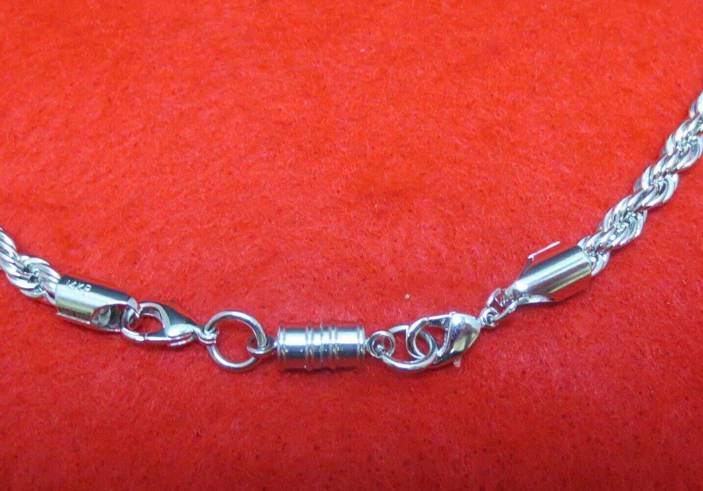 16″-30″ 14KT WHITE GOLD PLATED 2.5MM ROPE FRENCH STYLE CHAIN WITH MAGNETIC CLASP
