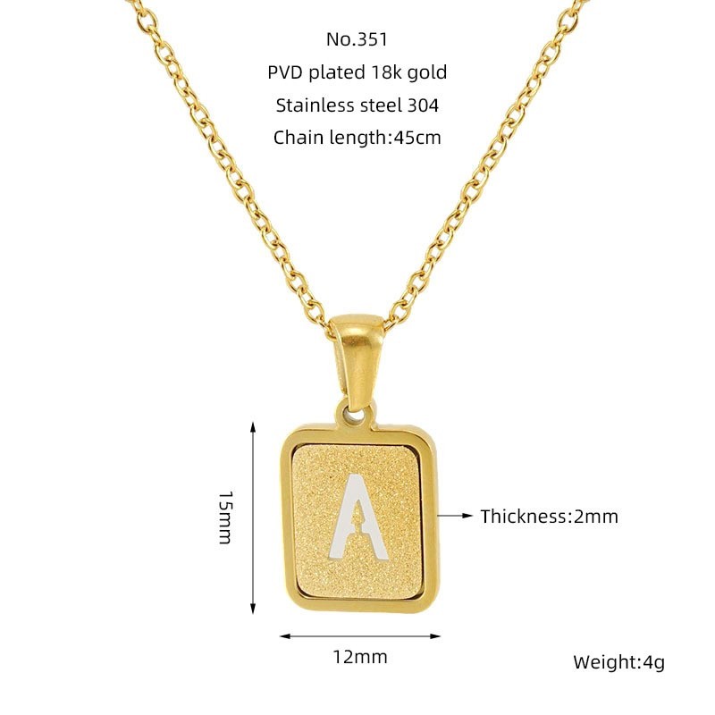 Gold Chic Initial Square Necklaces Hollow Letter A-Z Pendant Collar Women Girls
