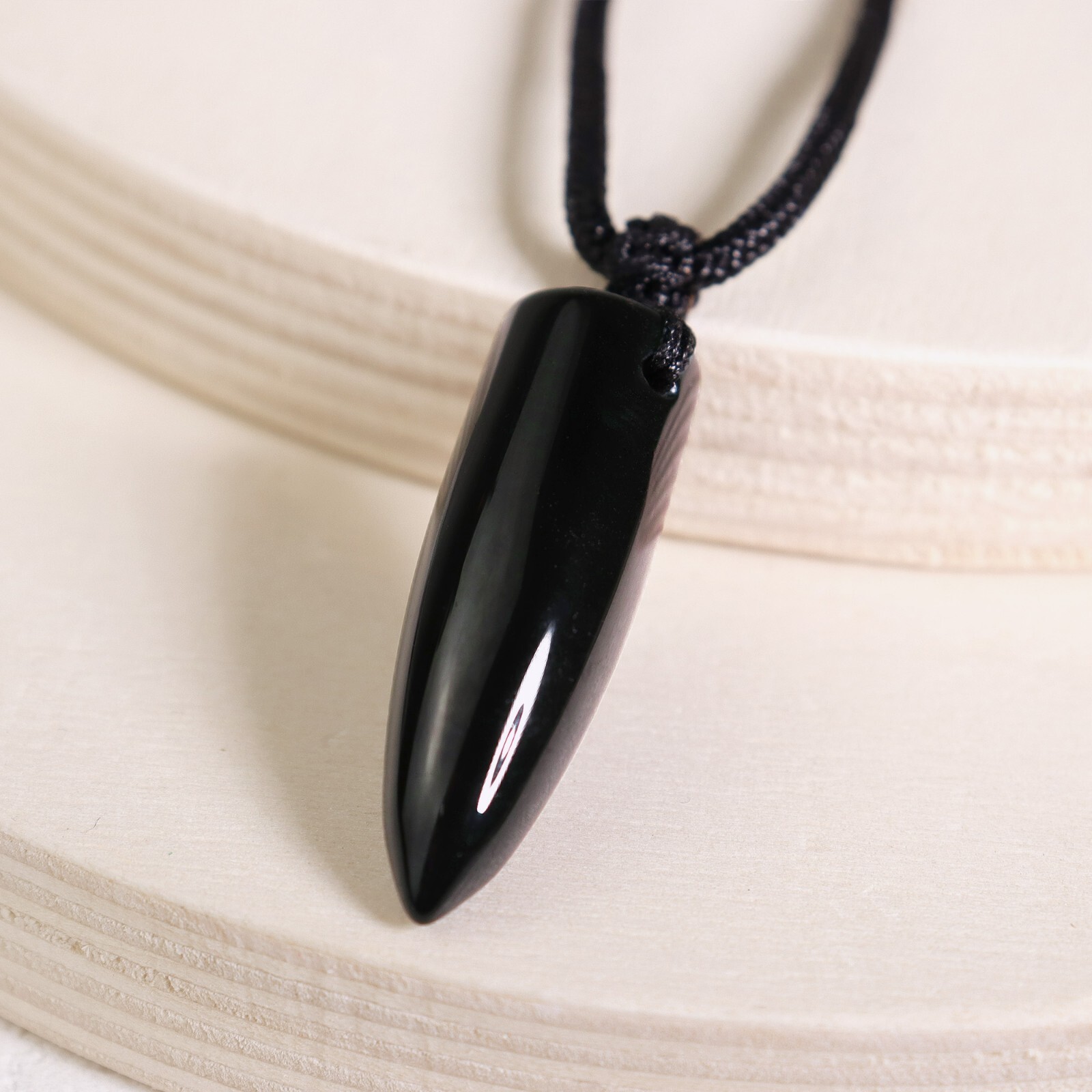 Black Tourmaline Crystal Gemstone Pendant Healing Protection Women Men Necklace
