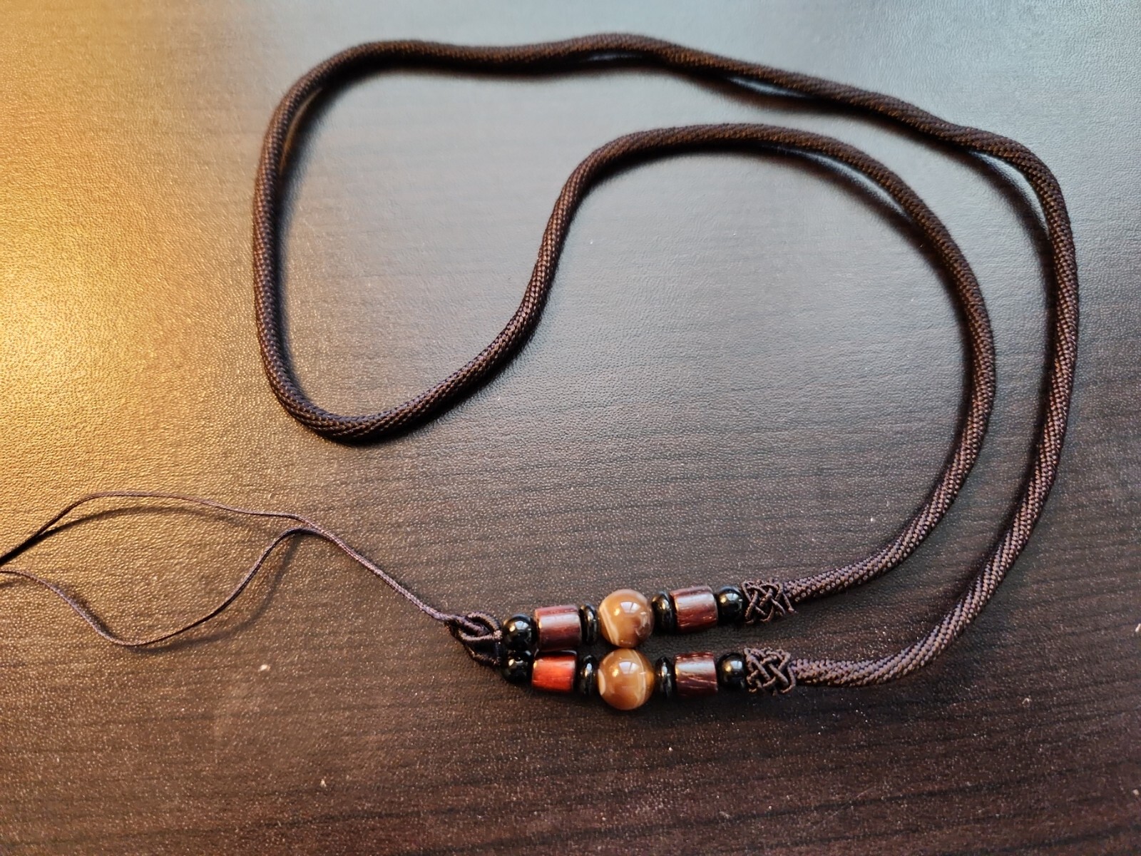 Braided String Rope Cord Necklace & Cornelian Stone DIY white Crystal Pendant