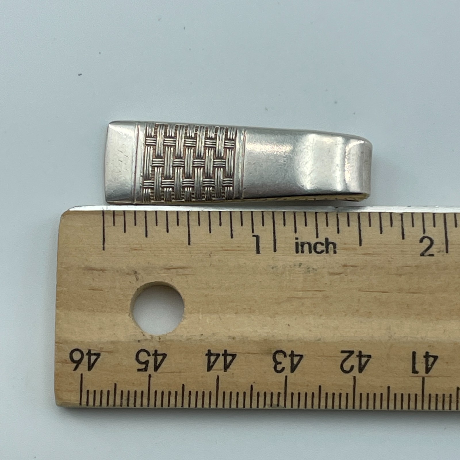 Silver Plated Basket Weave Pendant Bail Slide Enhancer No Chain 1.5in Fashion
