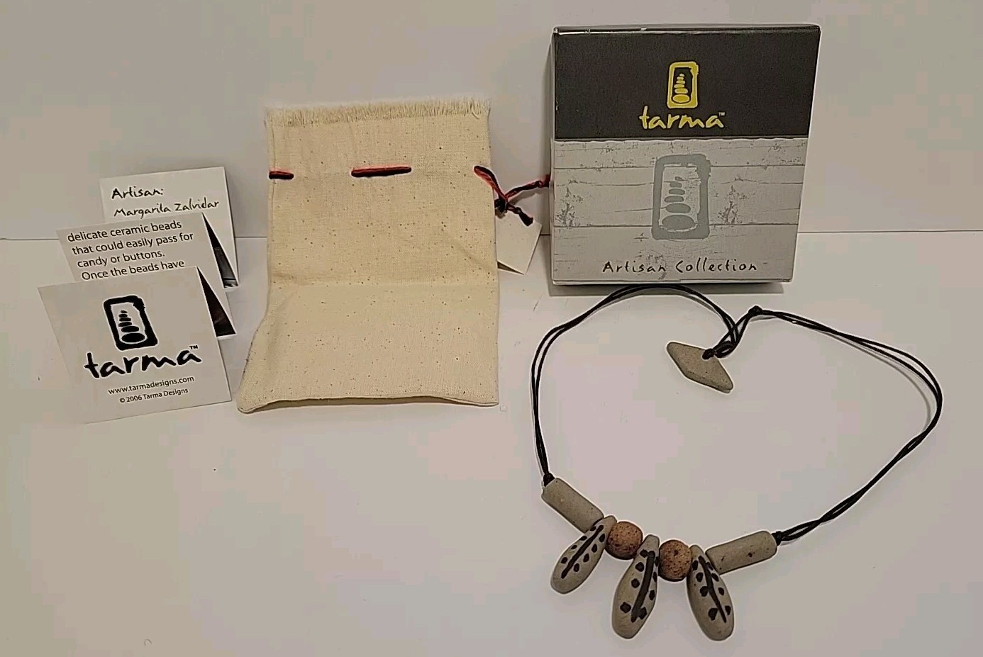 Tarma Designs Margarita Zalvidar Native Pebble Gray Stone Necklace Handmade