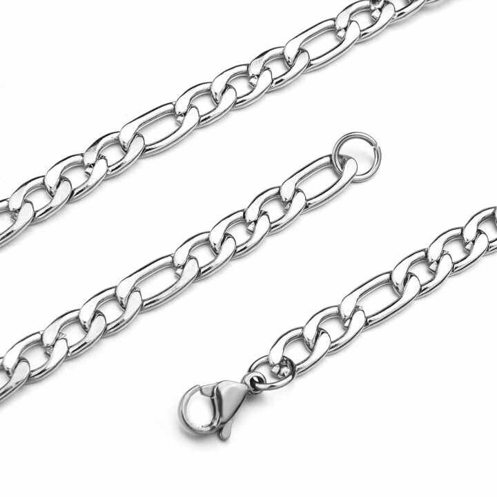 Stainless Steel Figaro Chain Necklace 16″-36″ Men Women 3/4/5/7/9/10/12mm N70