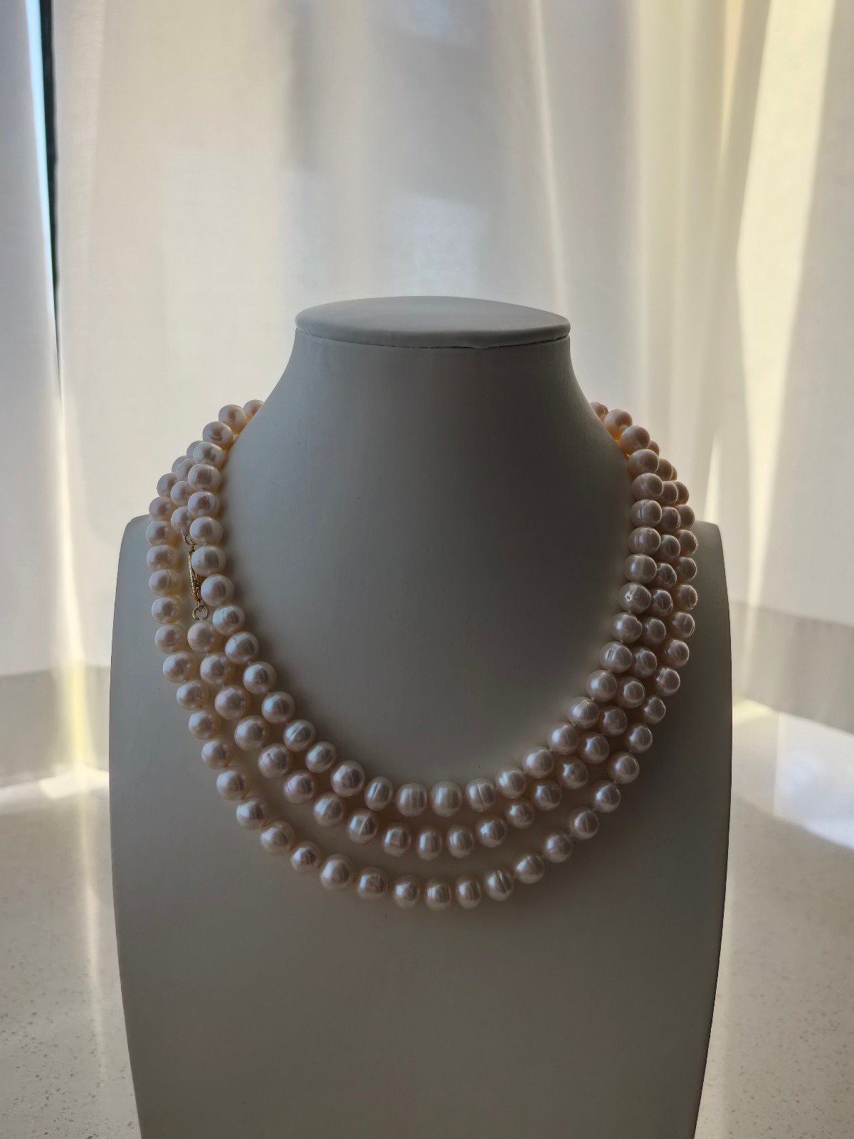 50inch 8-9mm AAA+ south sea white pearl necklace 14k