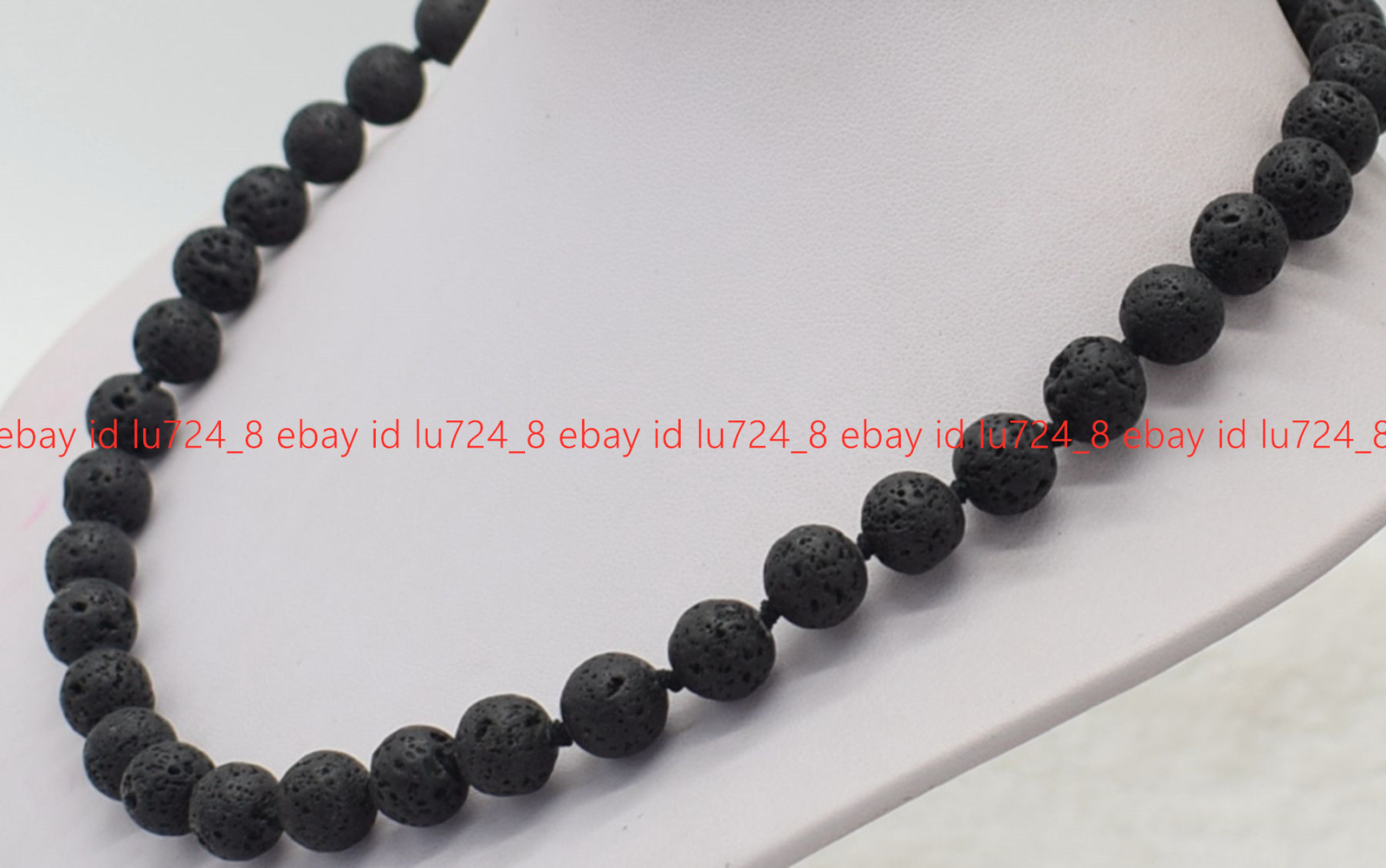Genuine Natural 6/8/10/12mm Black Volcanic Lava Rock Round Gemstone Necklace 18″