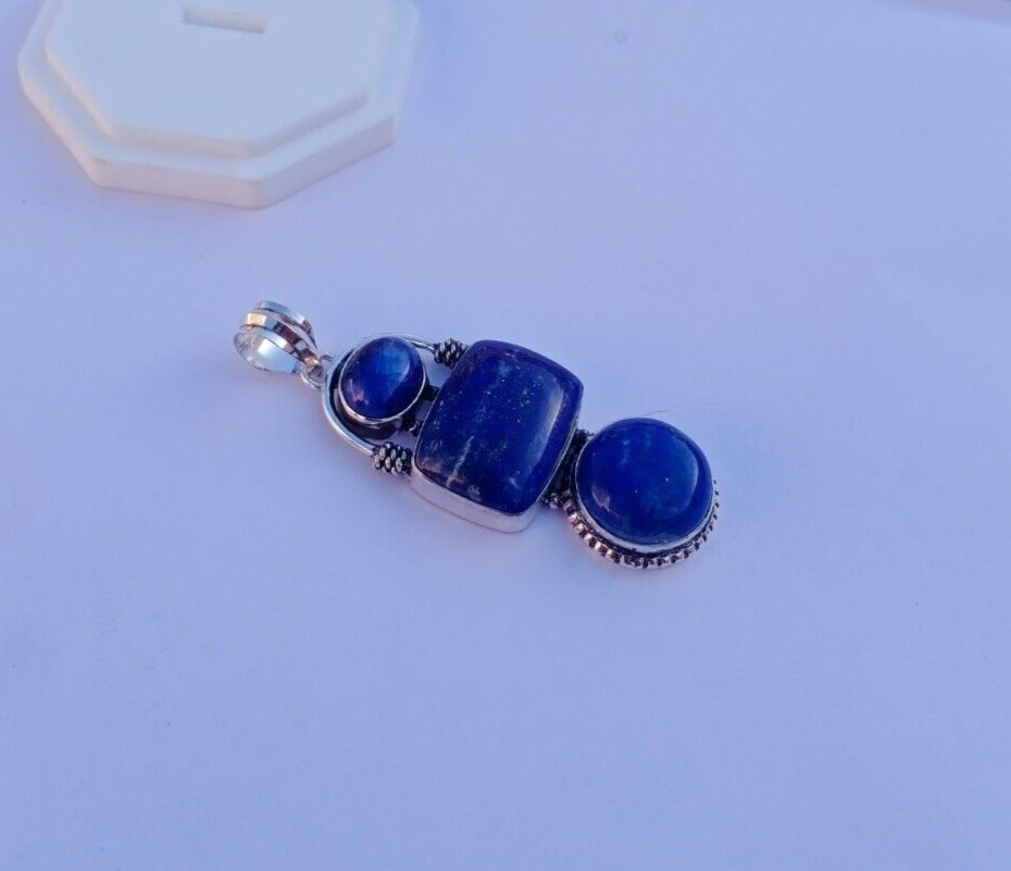Natural Lapis Lazuli Pendant | Silver plated pendant | Lapis Lazuli Jewelry