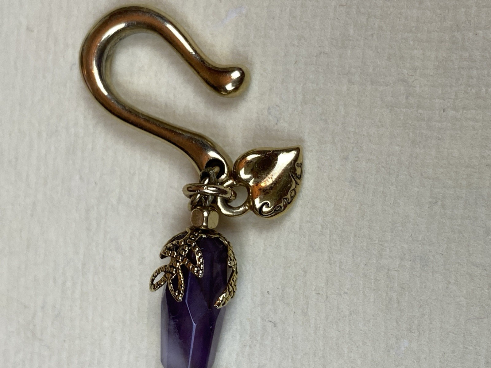 Signed Carolee Purple Beaded Charm Necklace Oak Leaf Acorn Cameo Statement
