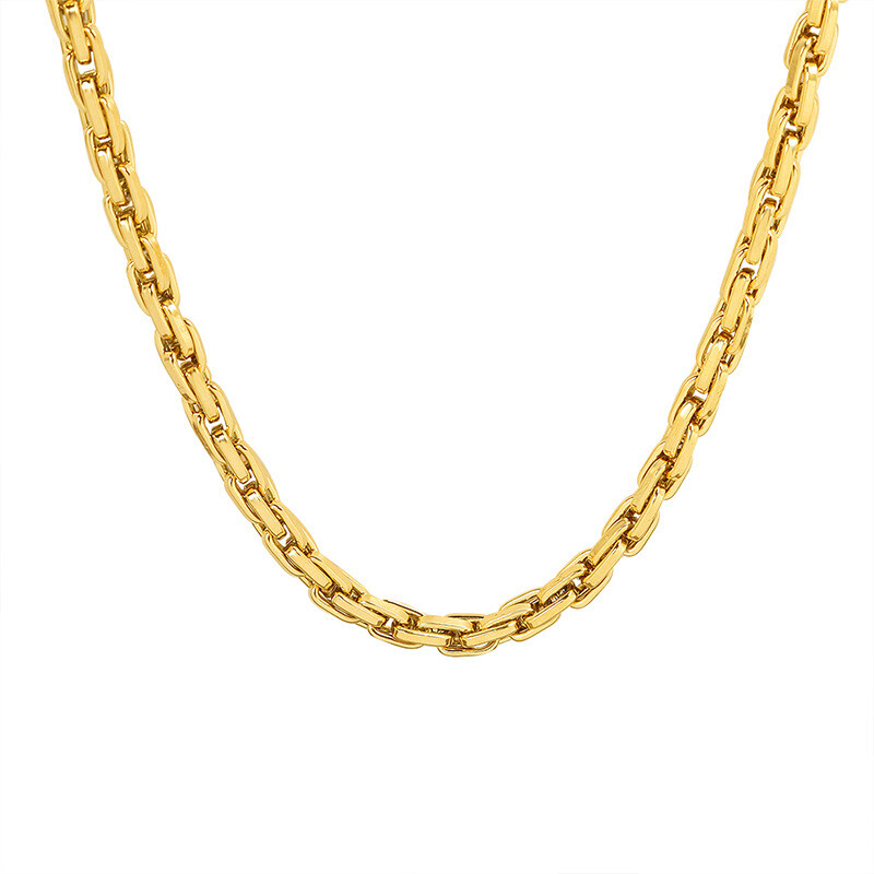 6mm Woman 18K Gold Plated Stainless Steel Heavy Link Bracelet Chain Necklace