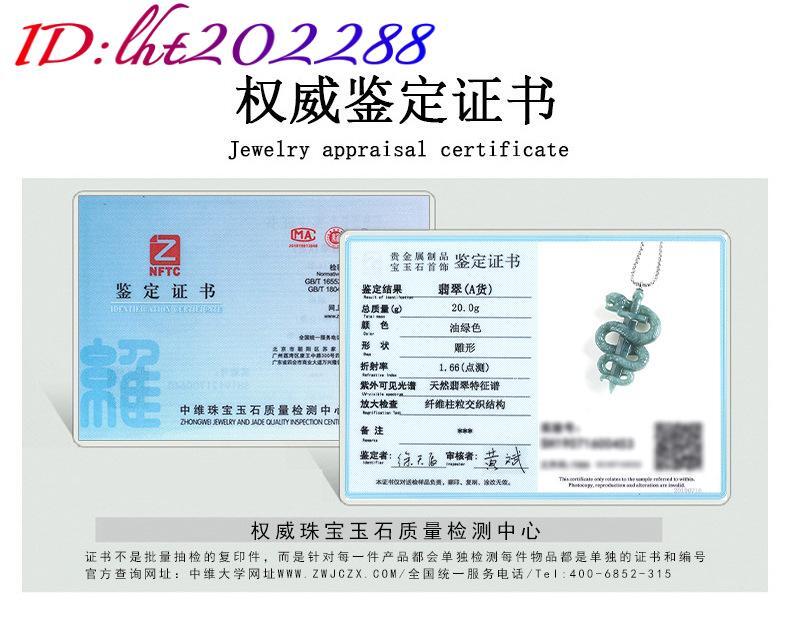 Blue Myanmar Jadeite Snake Pendant Necklace 925 Silver Burmese Jade