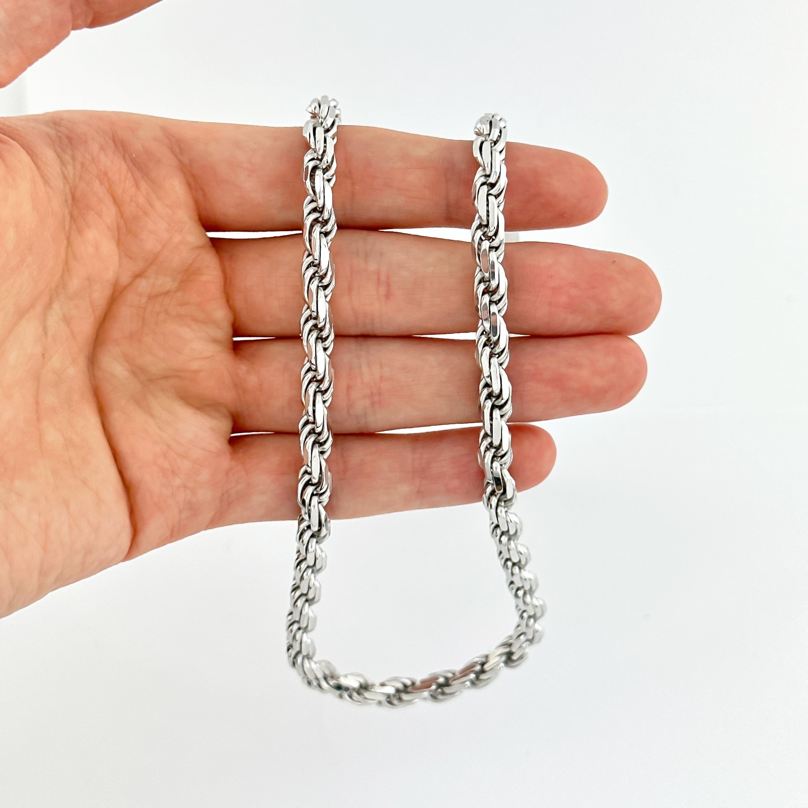 5.5mm Diamond Cut Rope Chain Necklace 925 Sterling Silver .925 Italy