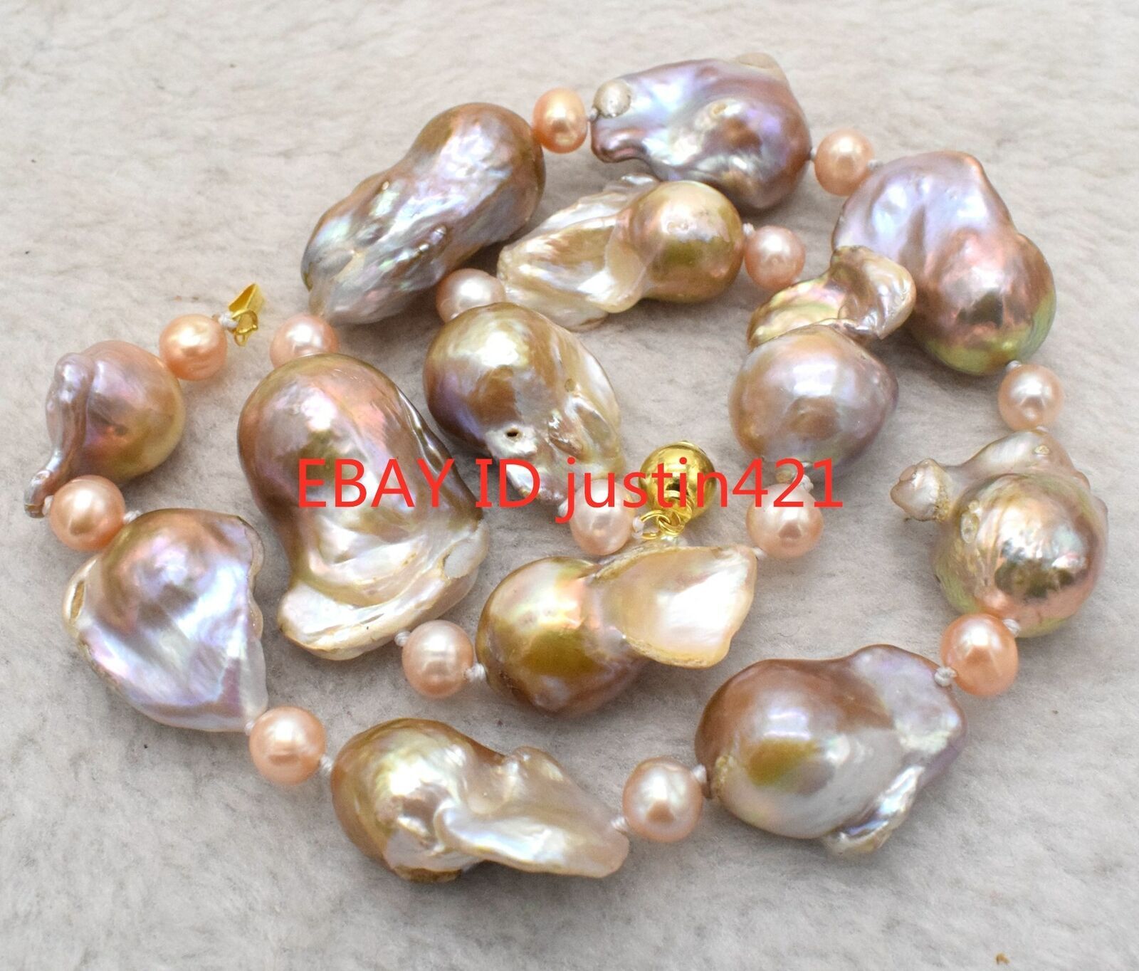 REAL15-25mm & 6-7mm SOUTH SEA PURPLE BAROQUE PEARL NECKLACE 18” AAA+