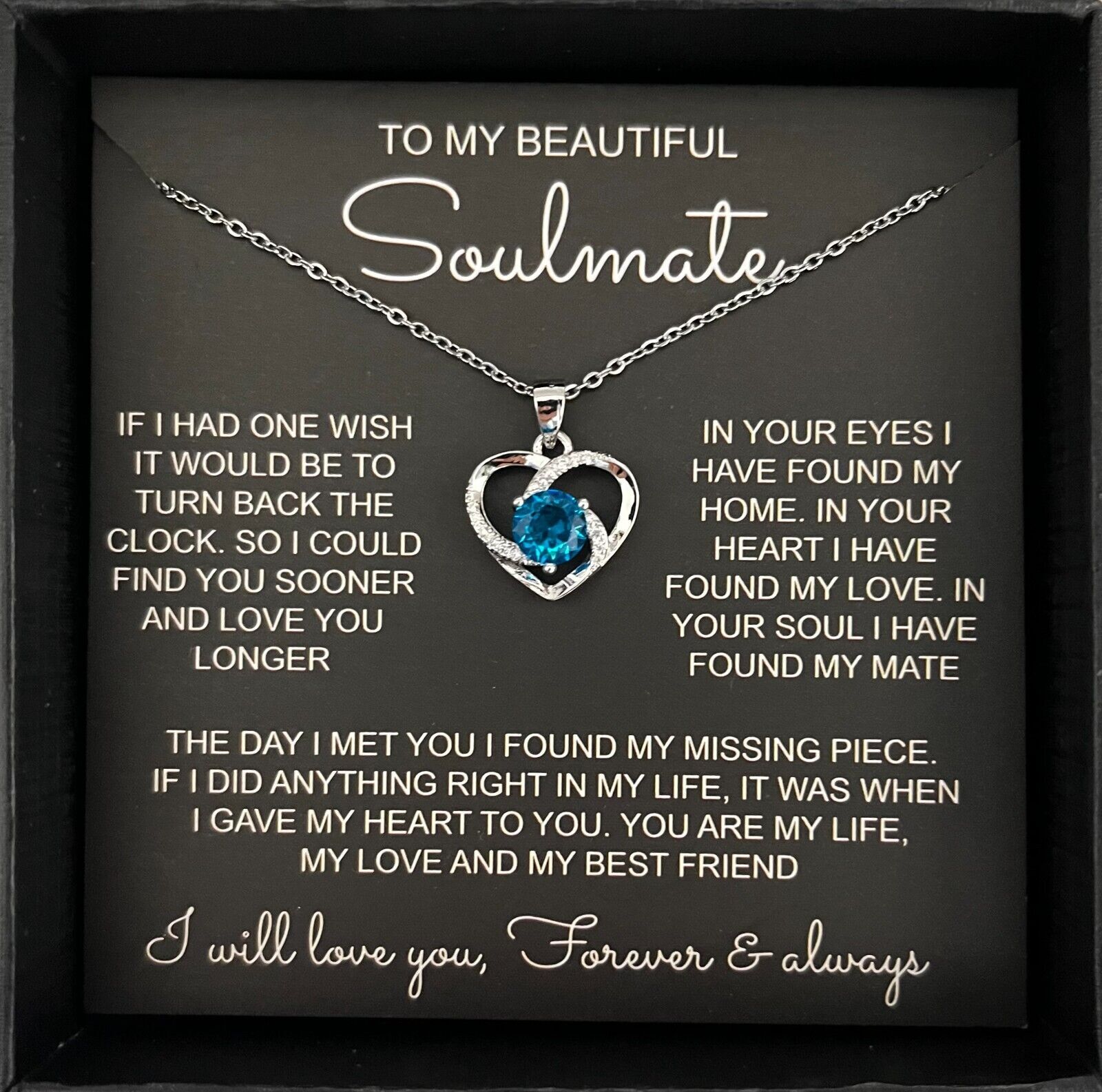 To My Soulmate Necklace Birthday/Anniversary/Christmas Gift for Wife/Girlfriend