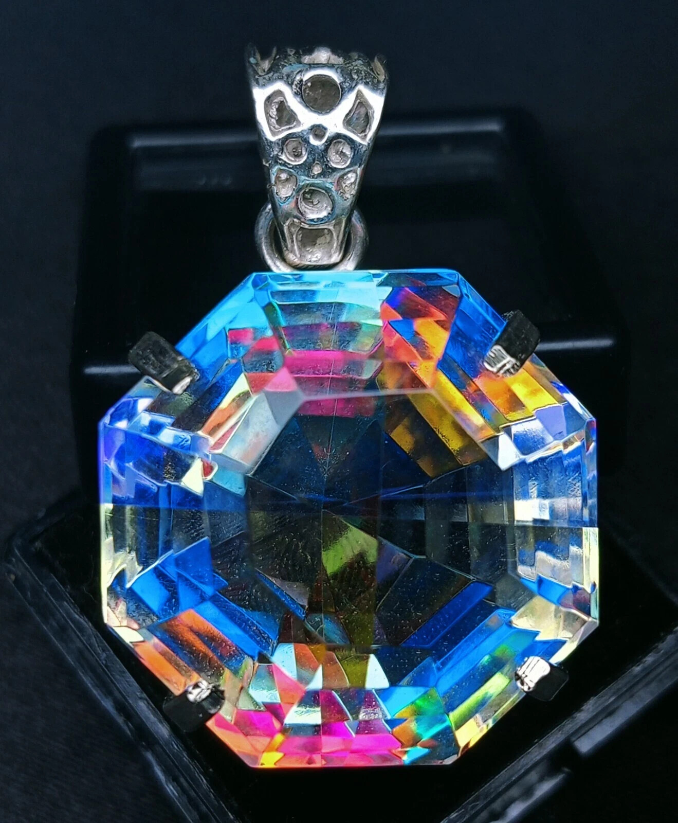 Natural Mystic Topaz Fancy Cut 78-80 Ct Loose Gemstone Pendant EGL Certified