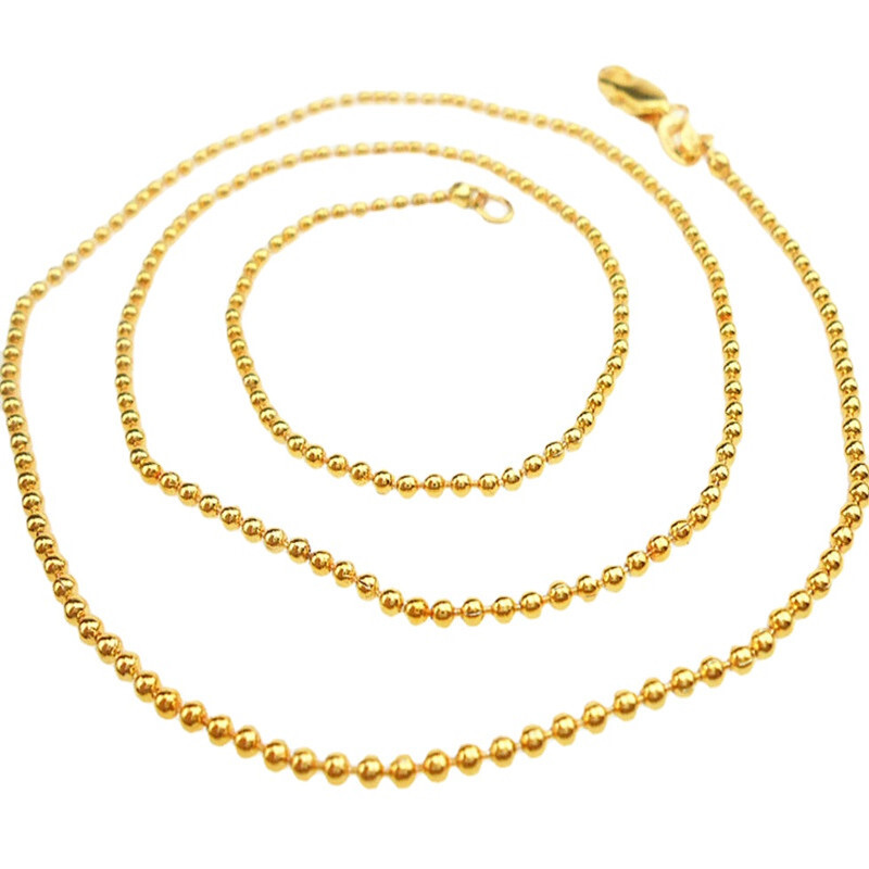 10P 16-30″ Wholesale Jewelry 18K Gold Filled Beads Ball Chains Necklaces Pendant