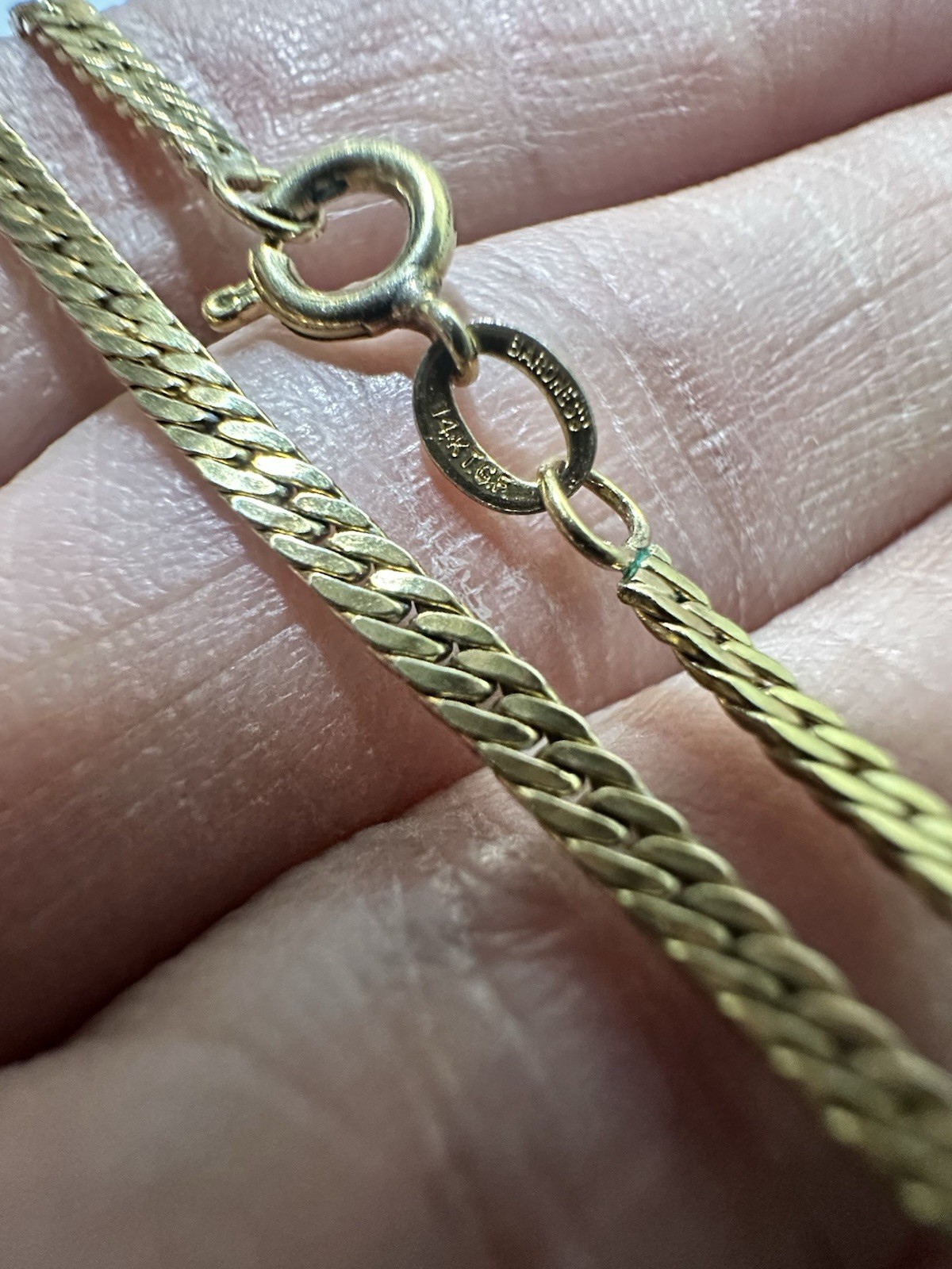 Vintage Baroness 1/20 14K GF Gold Filled Herringbone Chain Necklace 20”
