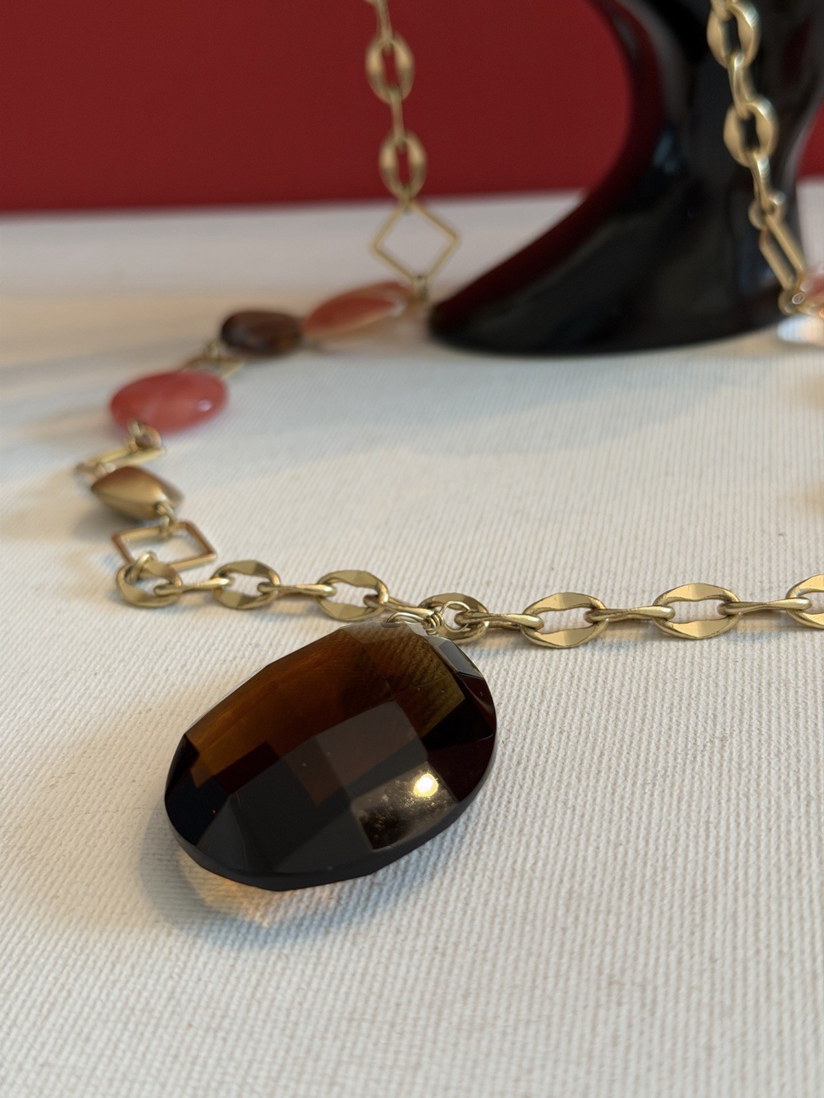 Lia Sophia HARMONY Necklace Glass & Resin Matte Gold Tone BinR