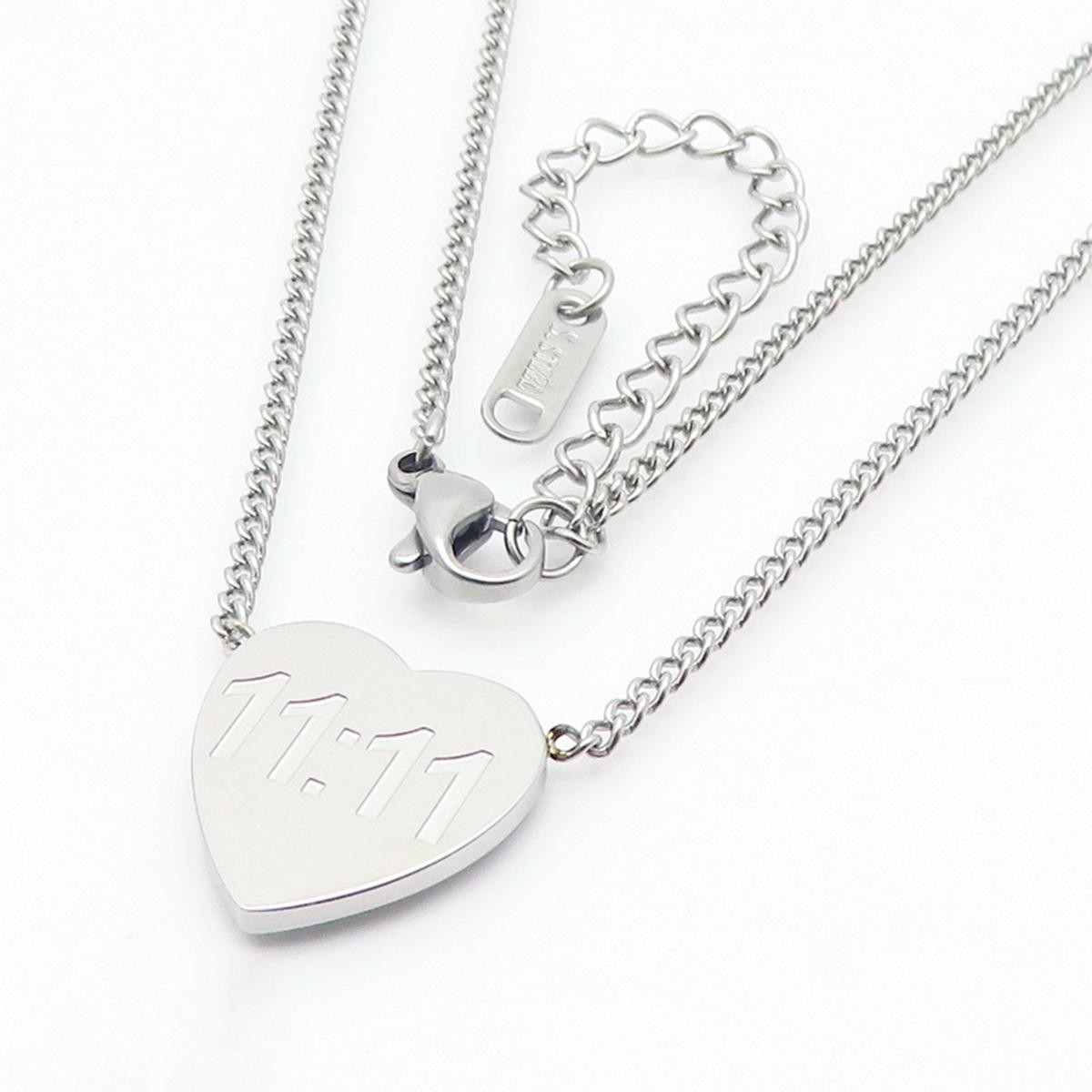 Engraved Heart Necklace, Angel Number Spiritual Jewelry, Birthday Valentine Gift