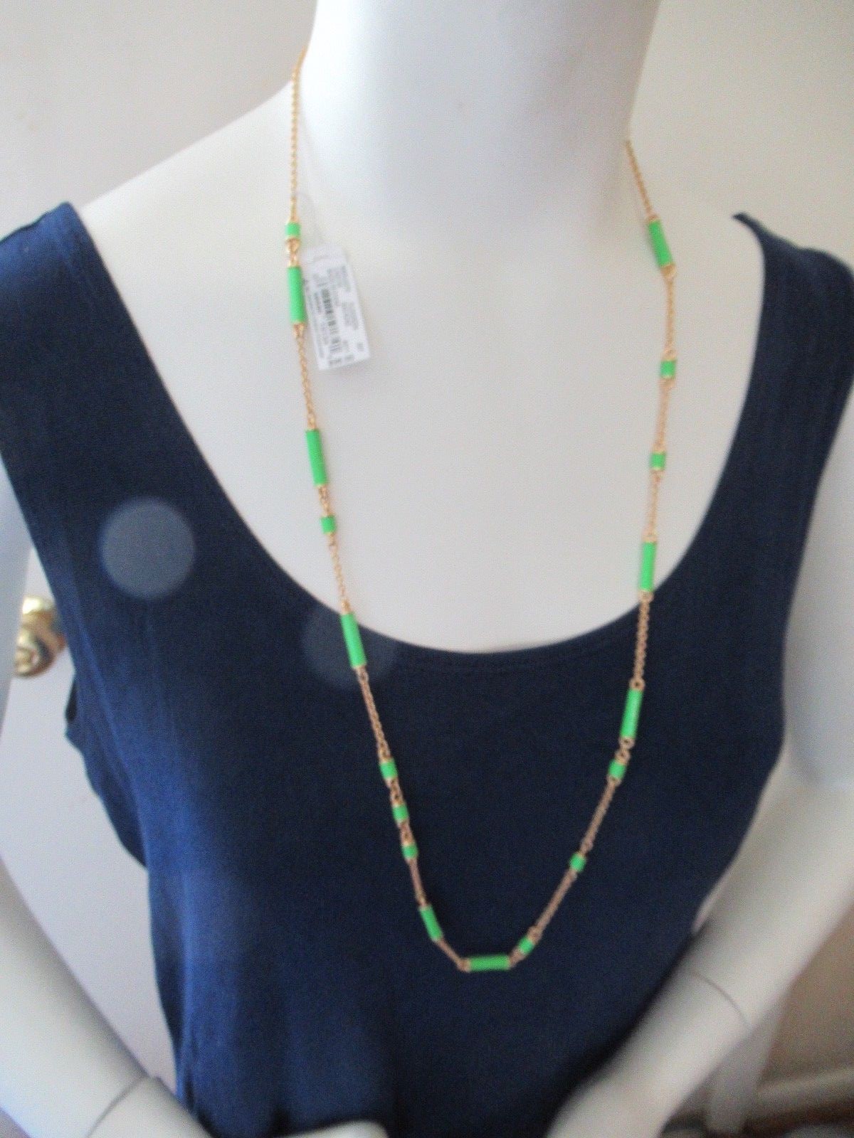 NWT Kate Spade Bar None Gold Plated Chain Scatter Necklace- Green-$98