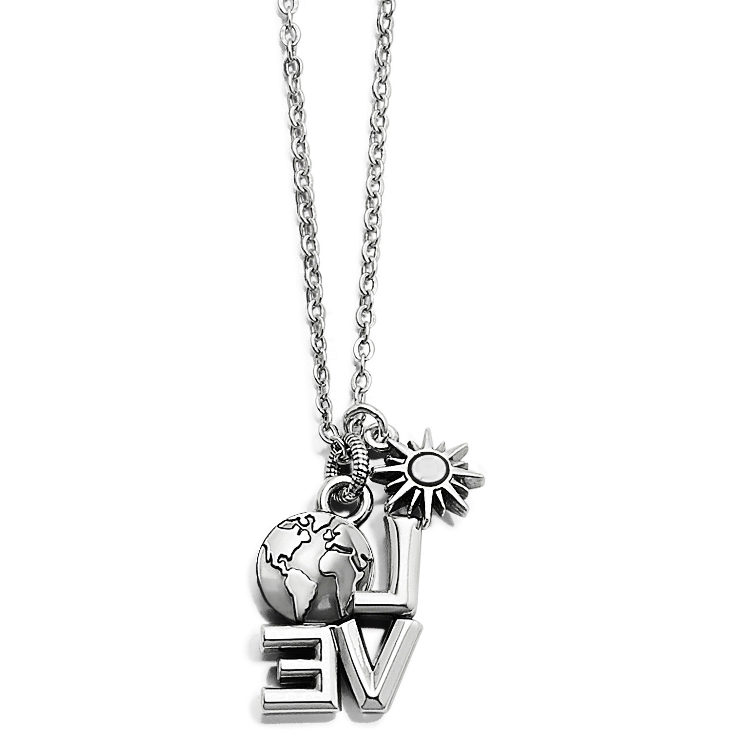 NWT Brighton LOVE EARTH Petite Pendant Necklace Silver Blue Crystal Star MSRP$48