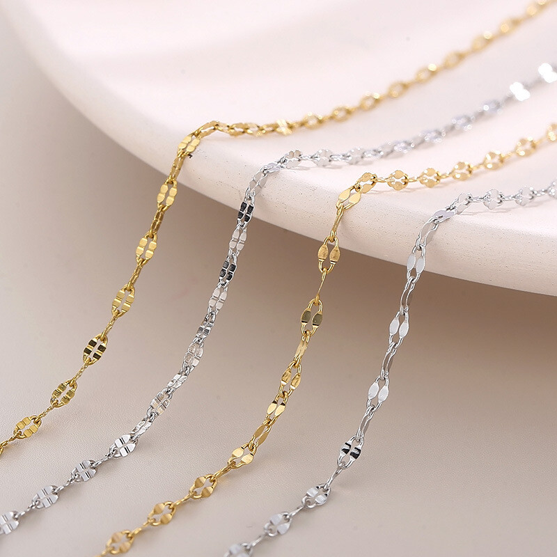 Silver Gold Titanium Stainless Steel Ona Confetti Chain Necklace Choker 20″ PE11