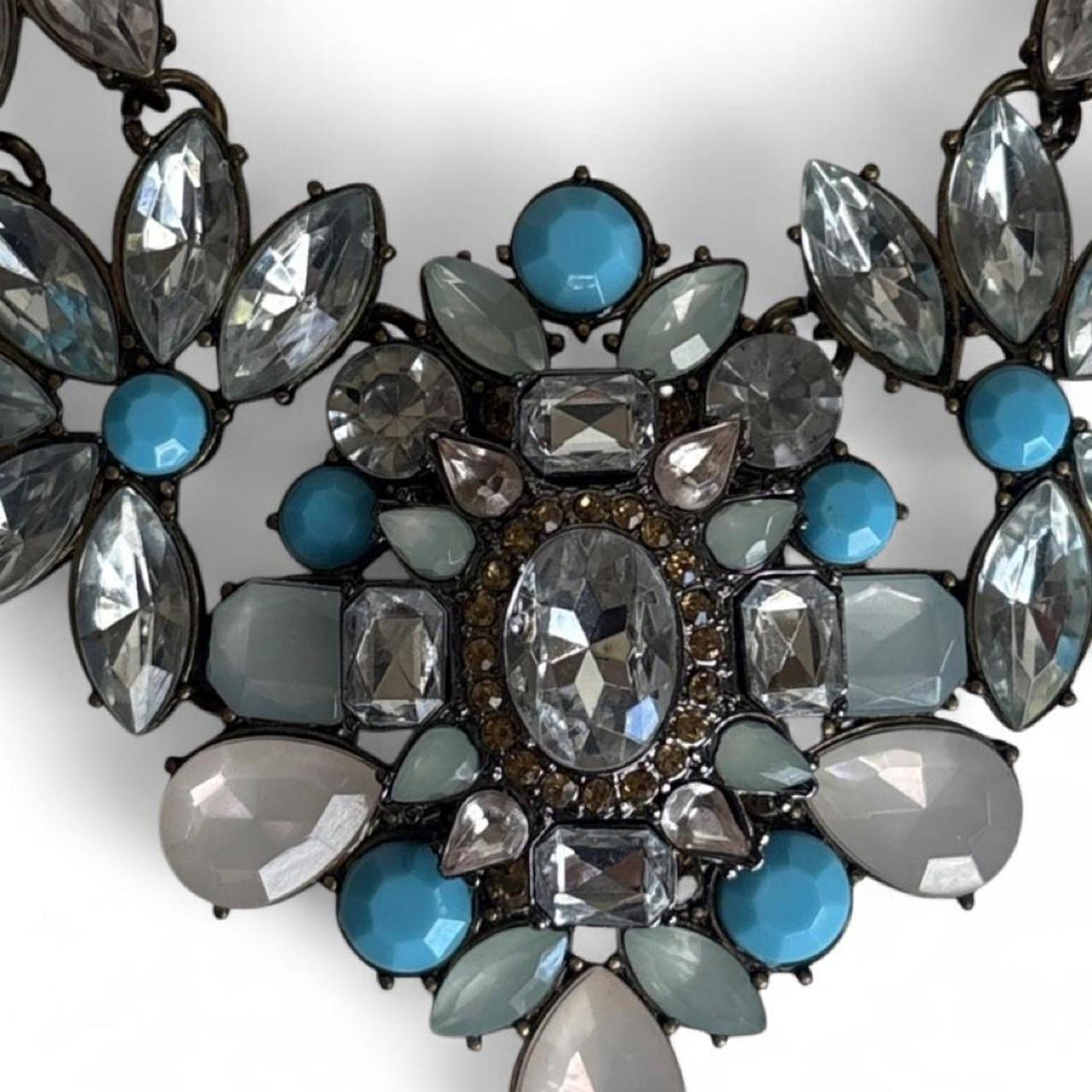 Park Lane Juno Statement Necklace | Blue Opalite & Crystal | Adjustable 16–19”