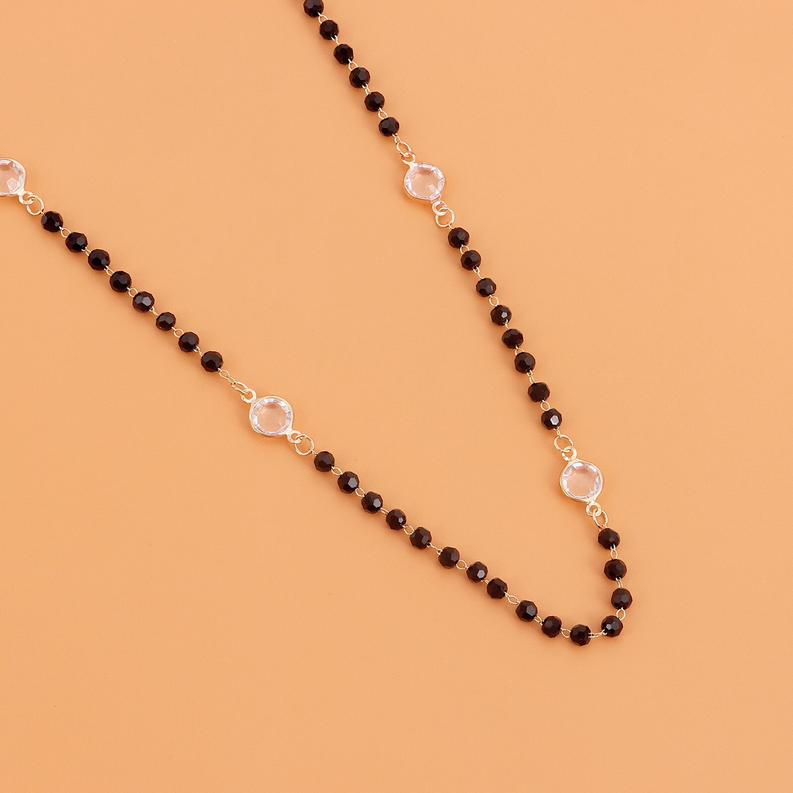 Fashion Women Crystal Necklace Retro Geometric Beads Elegant Black Pendant 1941