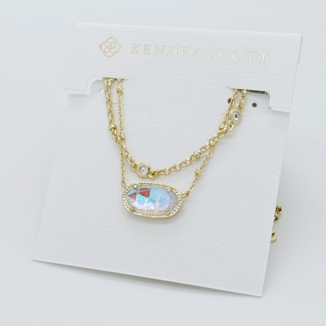 Kendra Scott Elisa Gold Crystal Multi Strand Pendant Necklace in Dichroic Glass