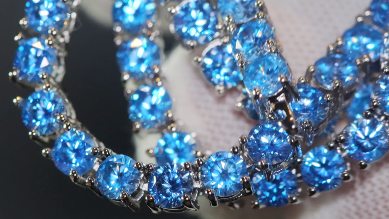Simulated Blue Diamond Tennis Chain | Tennis Necklace | Aquamarine Tennis Chain